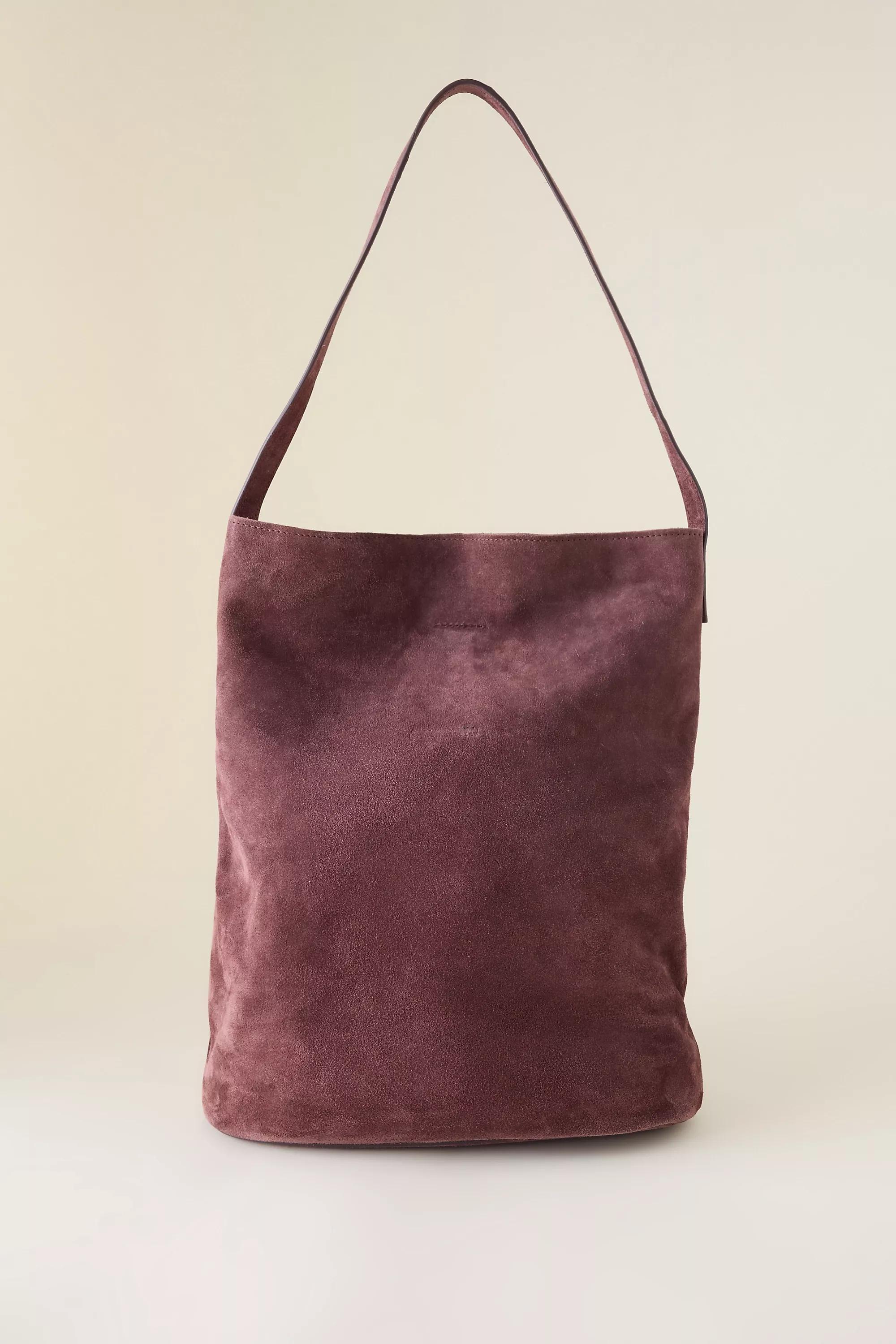 Suede Buckle Tote Bag, Purple, Brown, A501_0022, large image number 4
