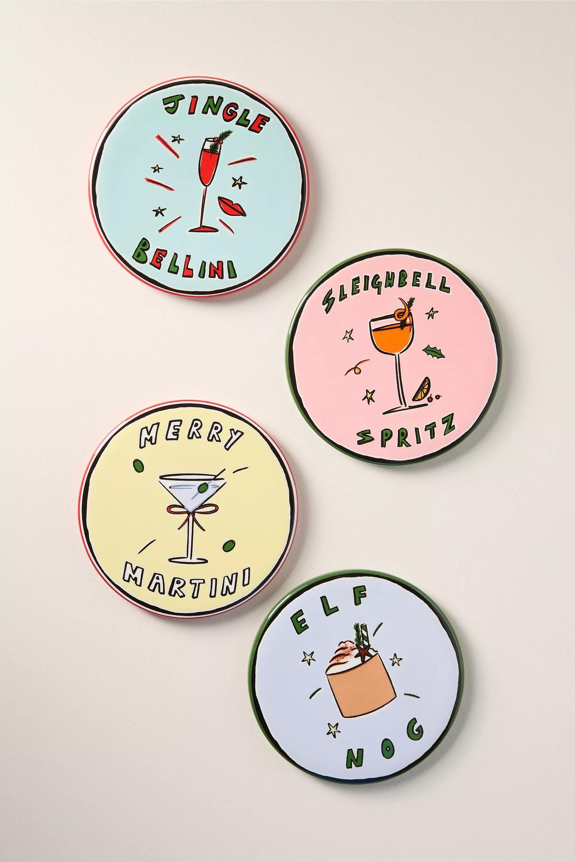 Nephthys Illustrated Nog Coaster, Pink, Pink, medium