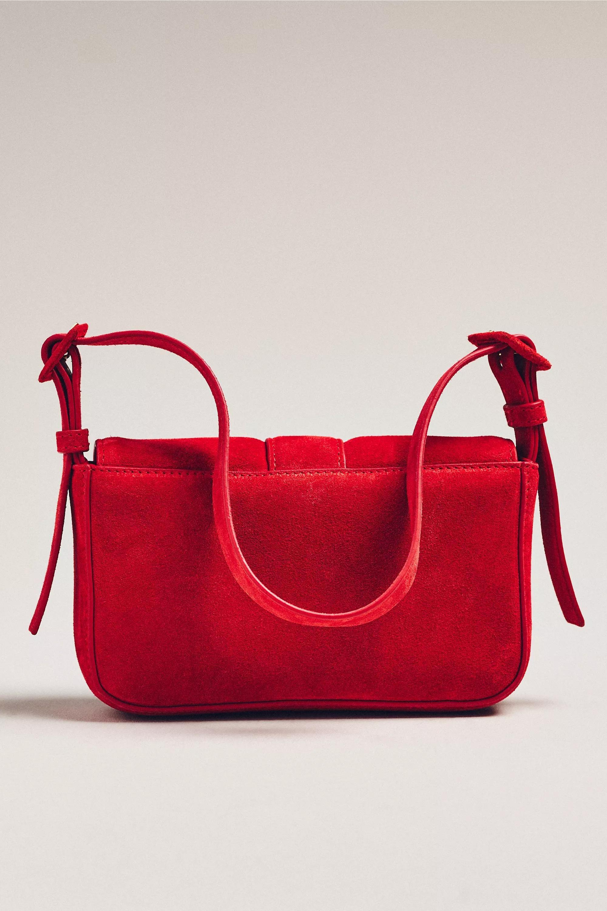 Buckle Suede Shoulder Bag, Red, A501_0060, large image number 1
