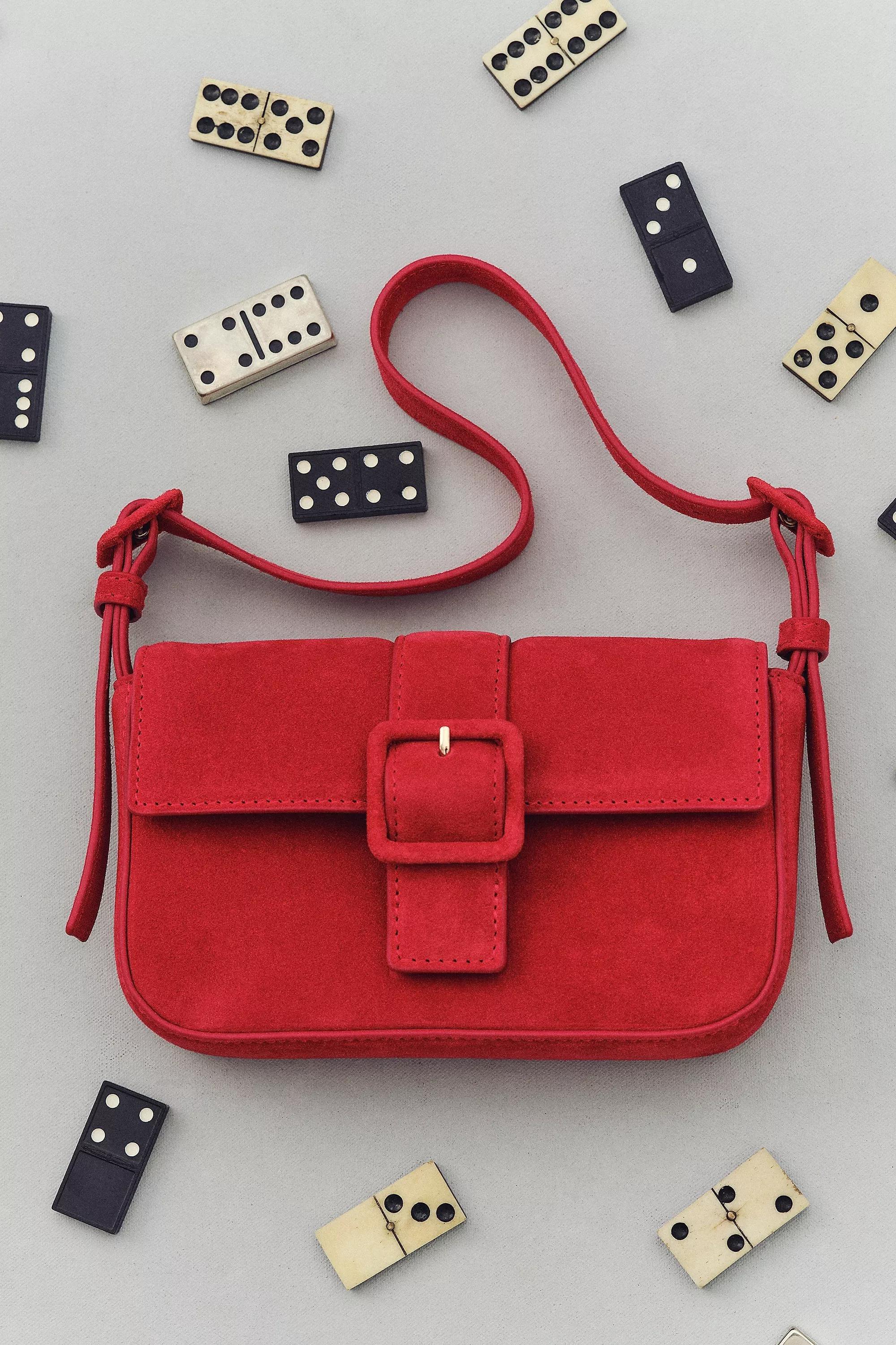 Buckle Suede Shoulder Bag, Red, A501_0060, large image number 3
