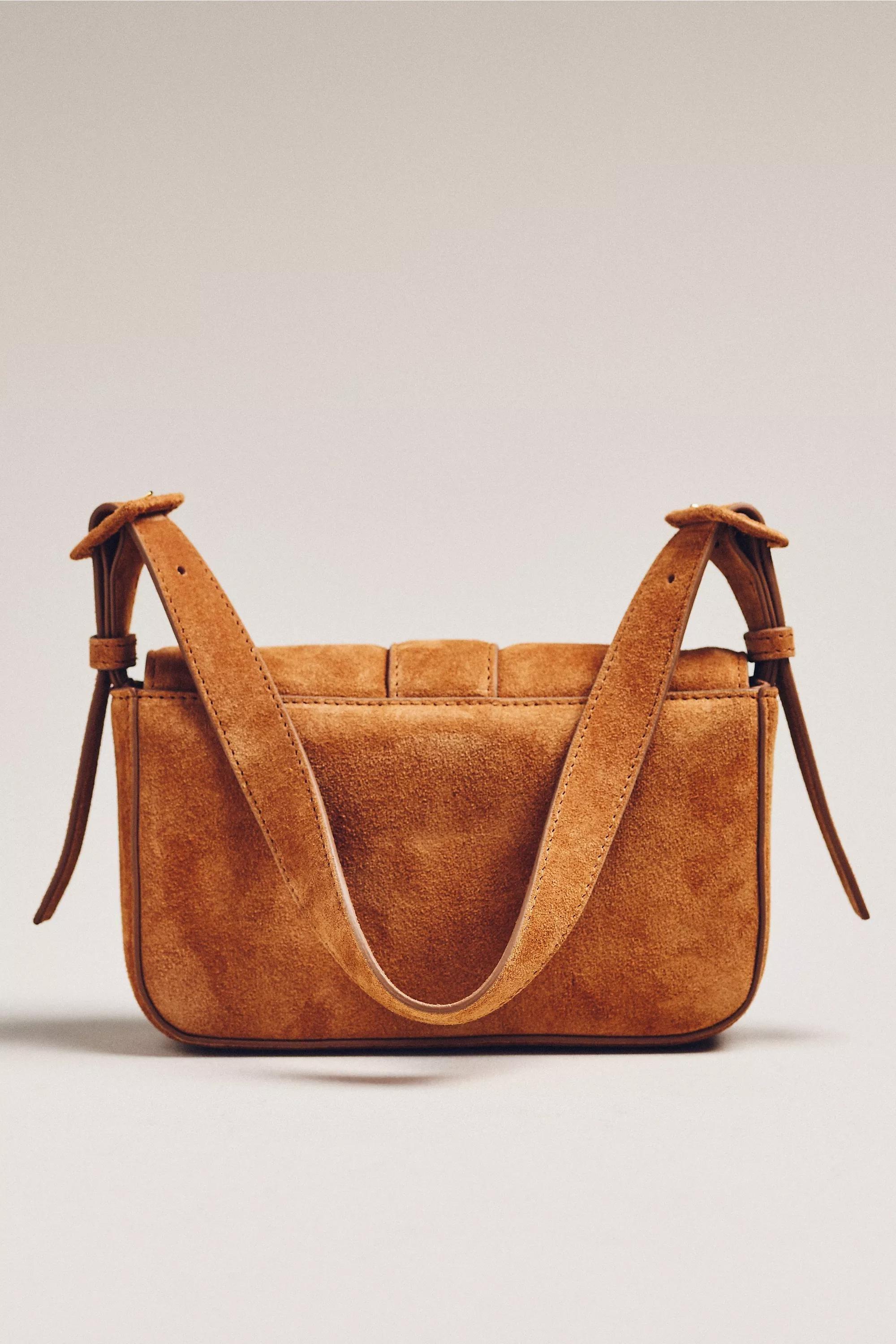 Buckle Suede Shoulder Bag, Brown, A501_0224, large image number 3