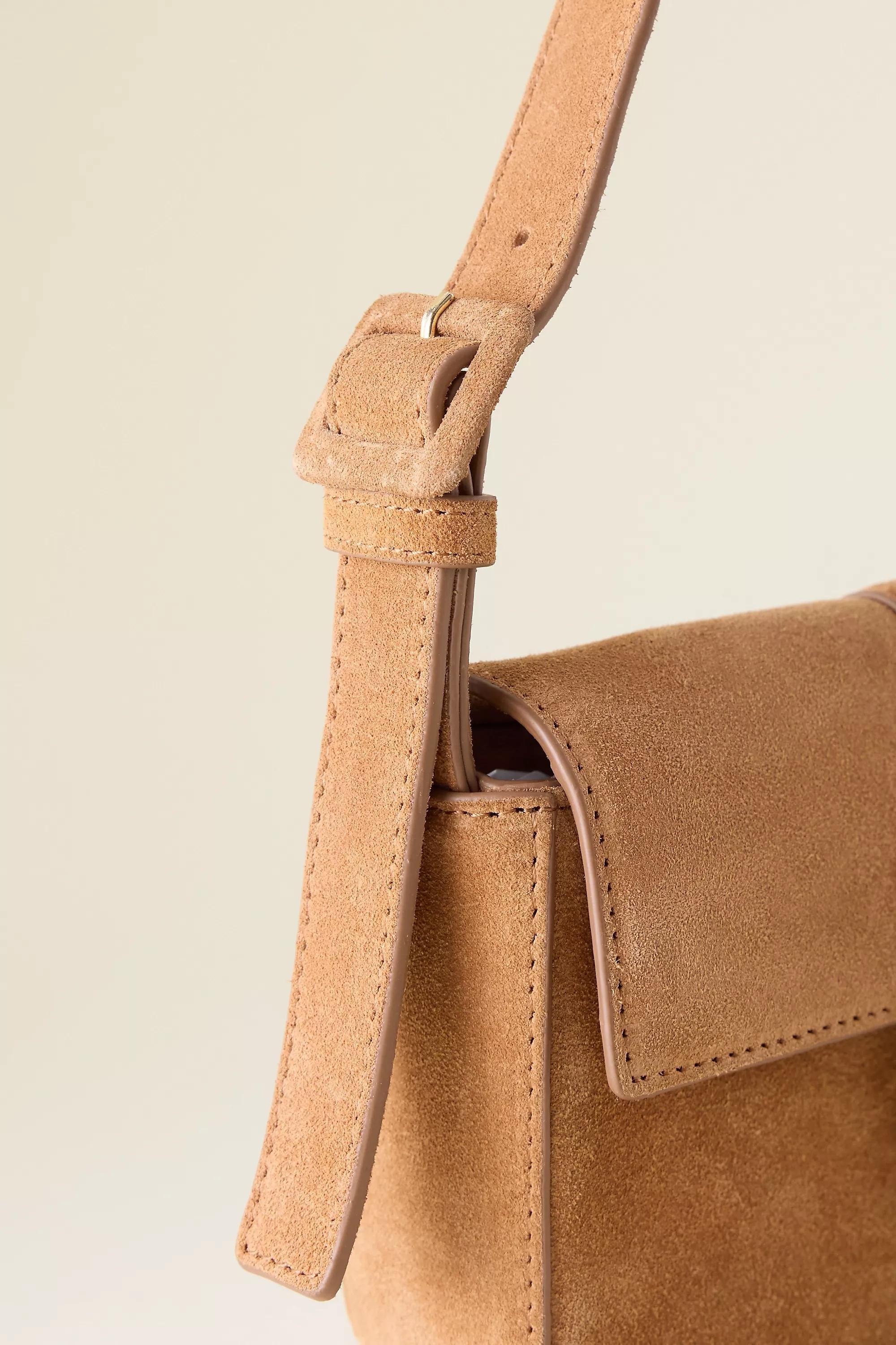 Buckle Suede Shoulder Bag, Brown, A501_0224, large image number 4