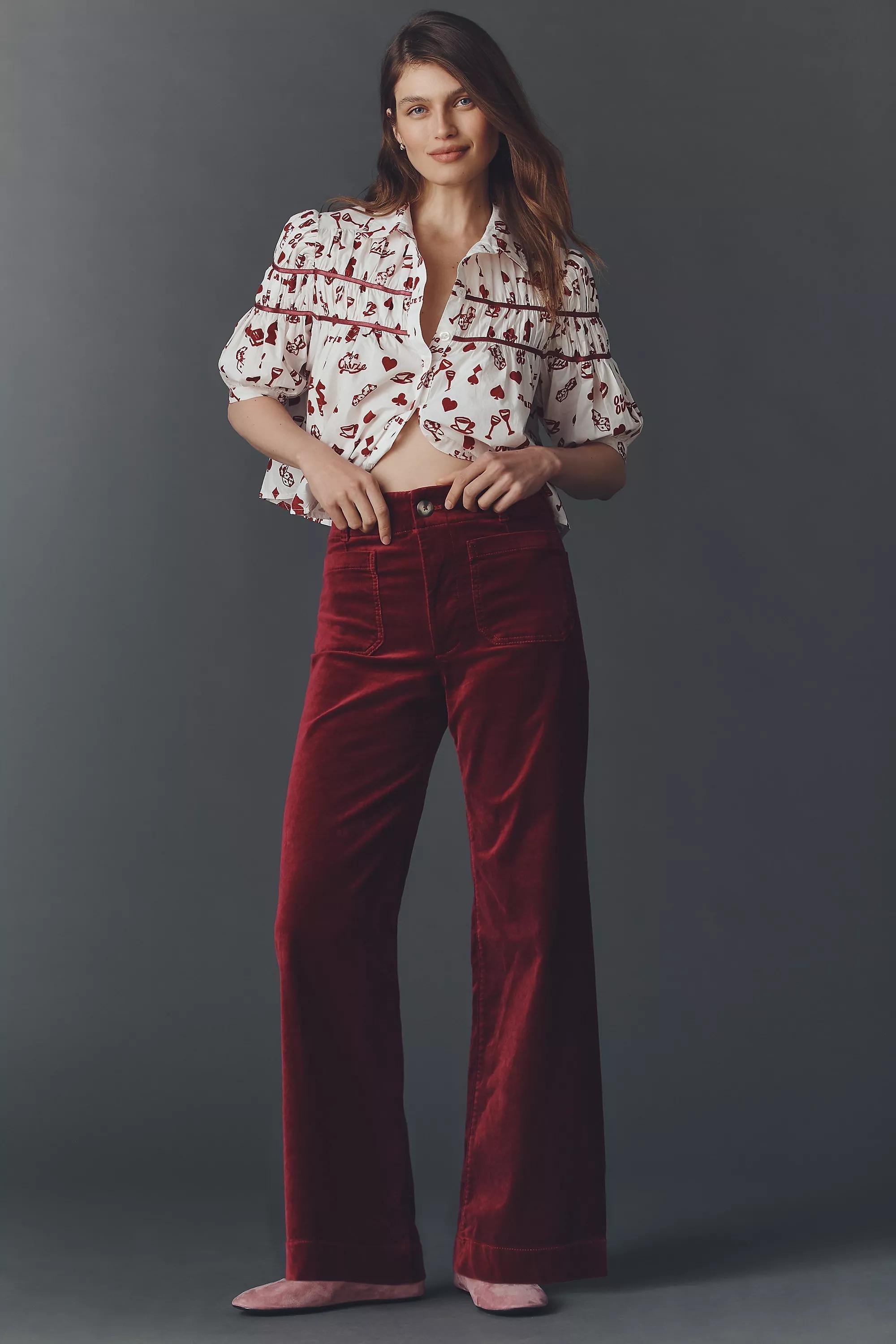By Maeve Full-Length Vet Trousers, Red, A501_0062, large image number 0