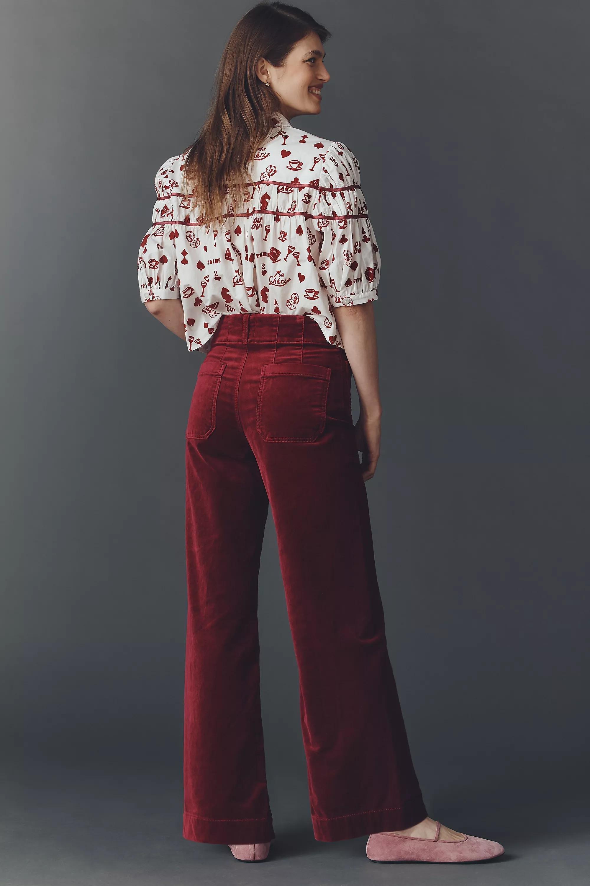 By Maeve Full-Length Vet Trousers, Red, A501_0062, large image number 1