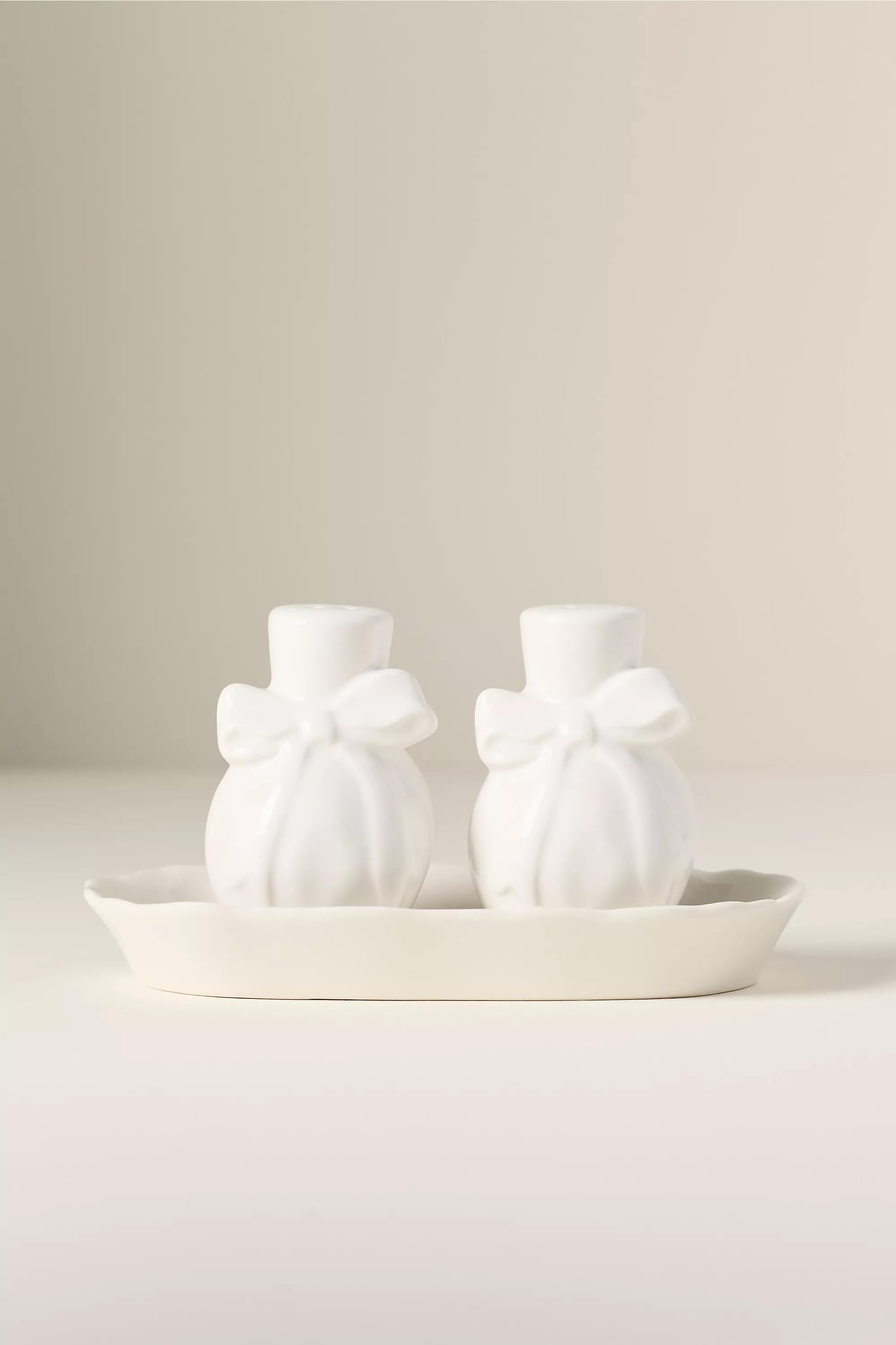 Benedita Stoneware Bow Salt And Pepper Shakers, White, A501_0010, large image number 0