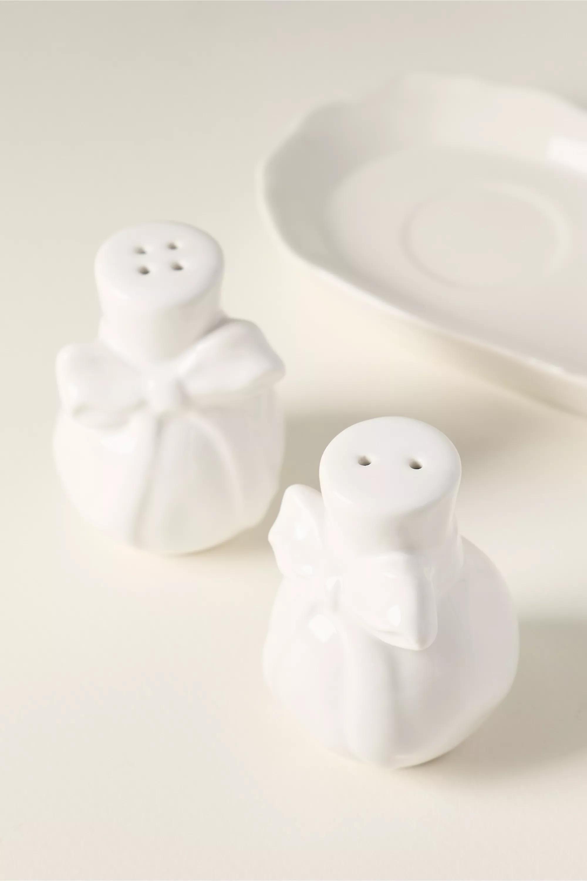 Benedita Stoneware Bow Salt And Pepper Shakers, White, A501_0010, large image number 1