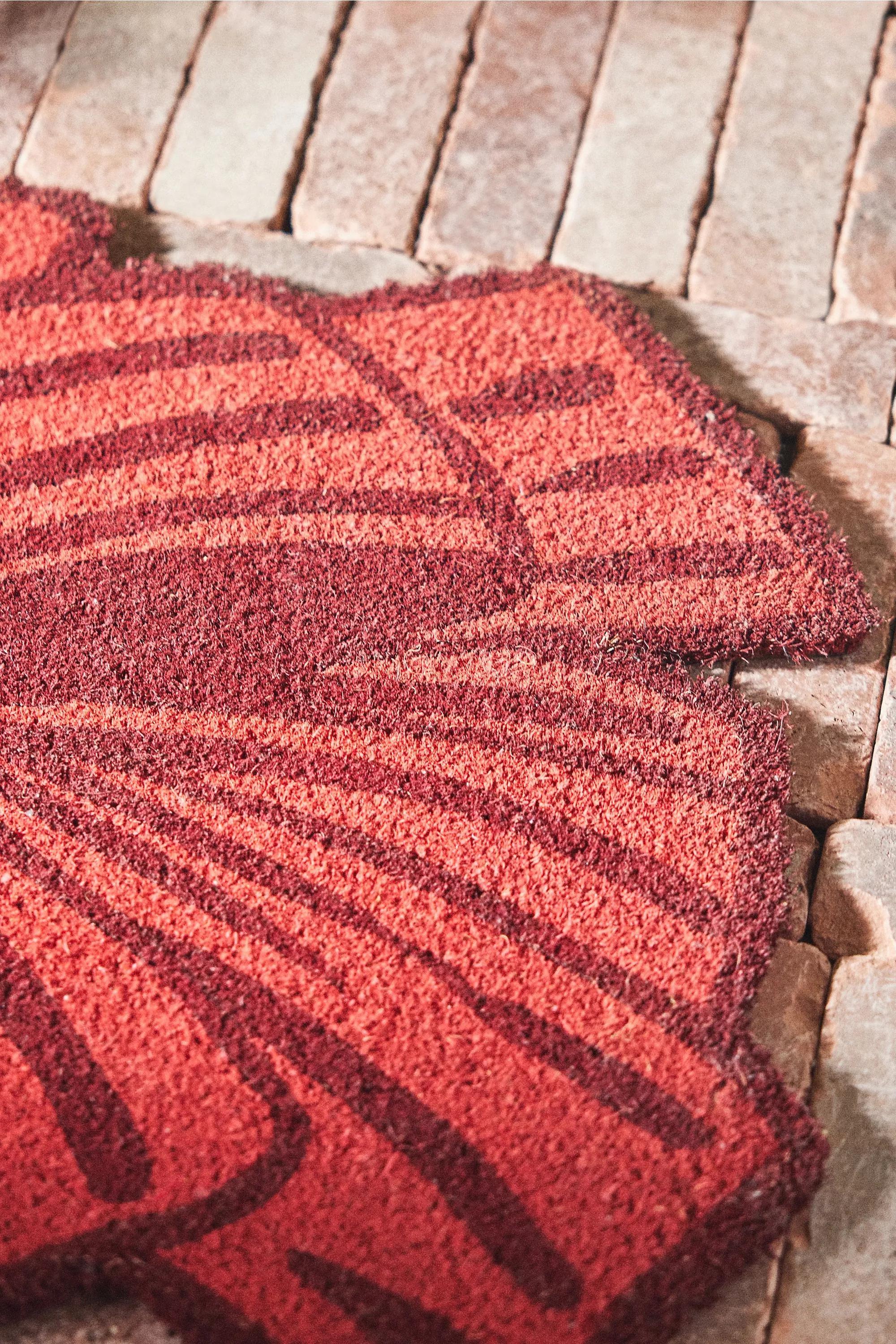 Bow-Shaped Coir Printed Doormat, Red, A501_0060, large image number 1
