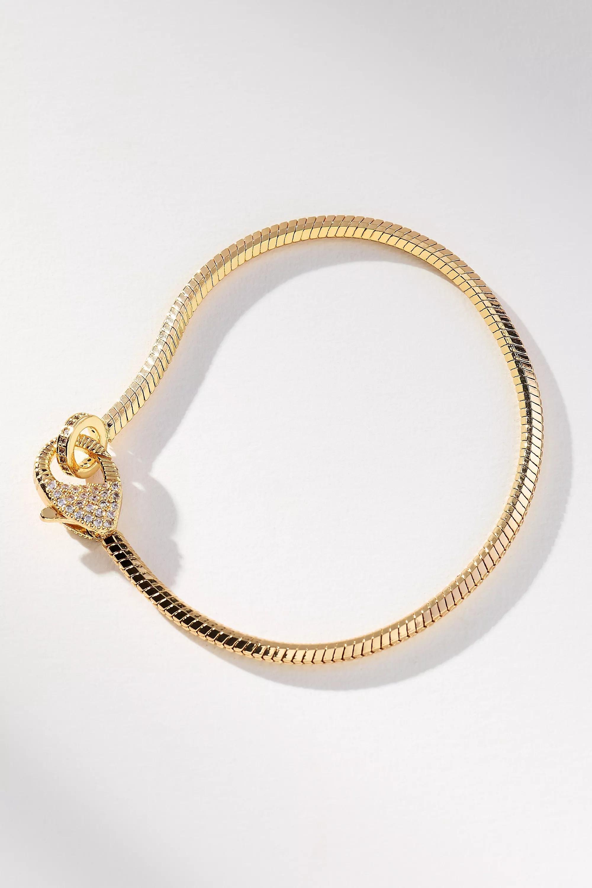 Clasp Snake Chain Bracelet, Gold, A501_0070, large image number 0