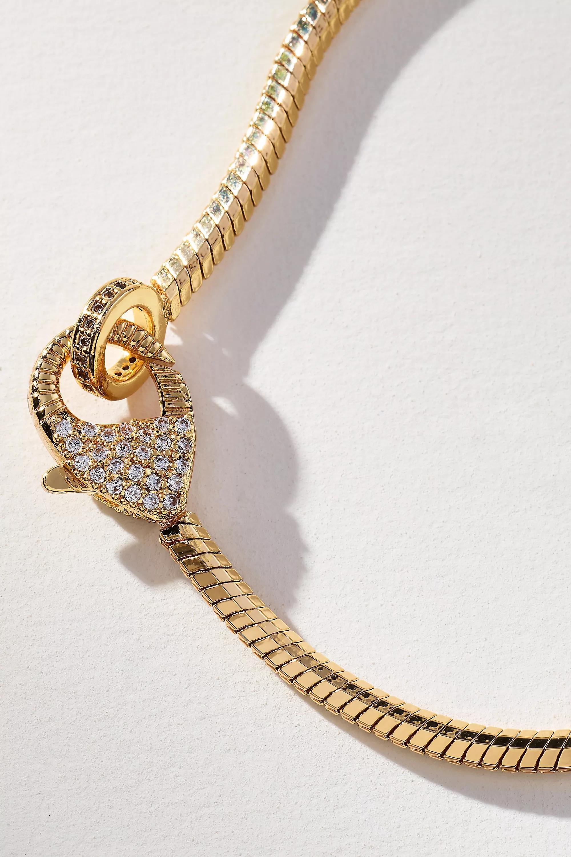 Clasp Snake Chain Bracelet, Gold, A501_0070, large image number 1