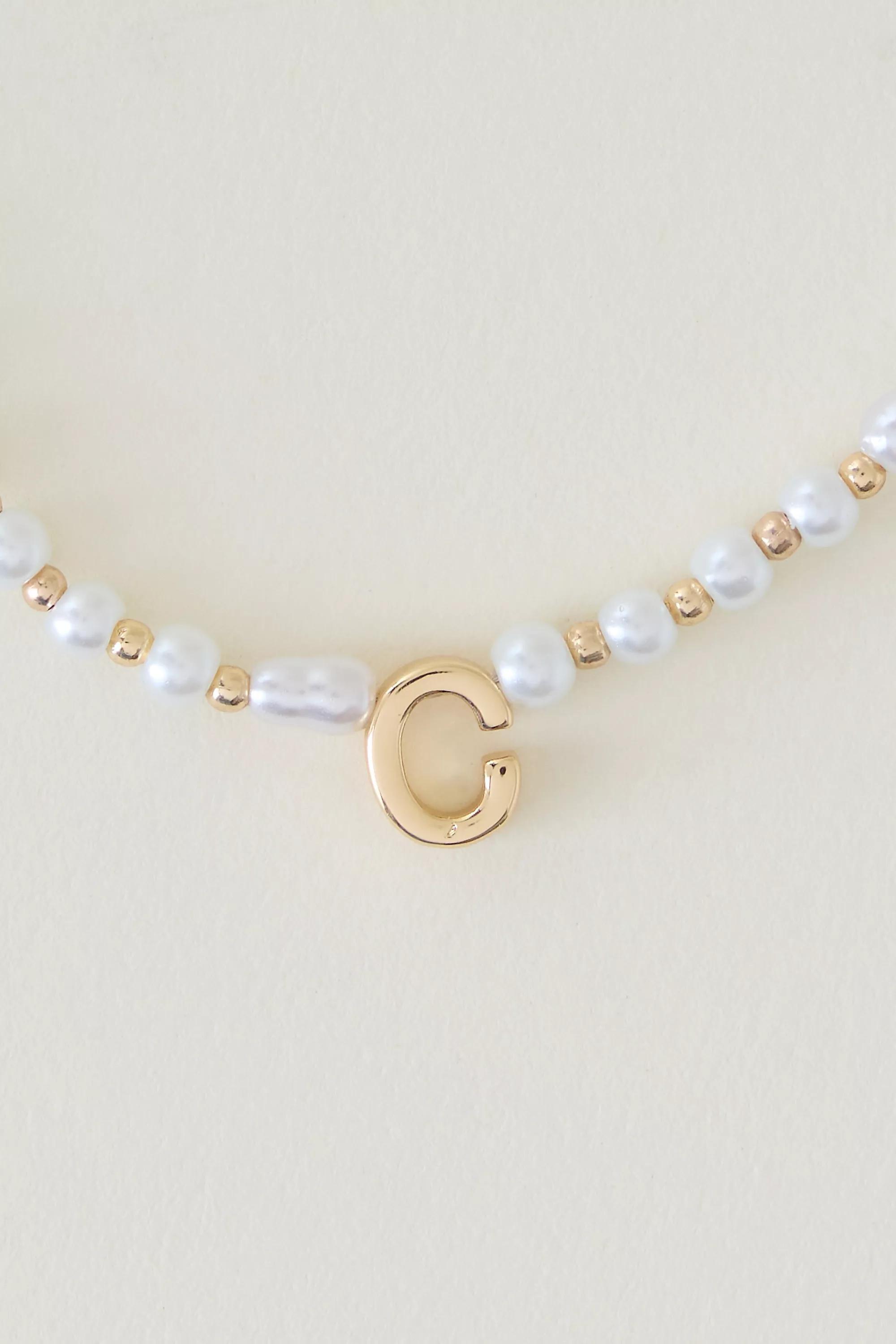 C Monogram Pearl Necklace, Gold, A501_0903, large image number 0