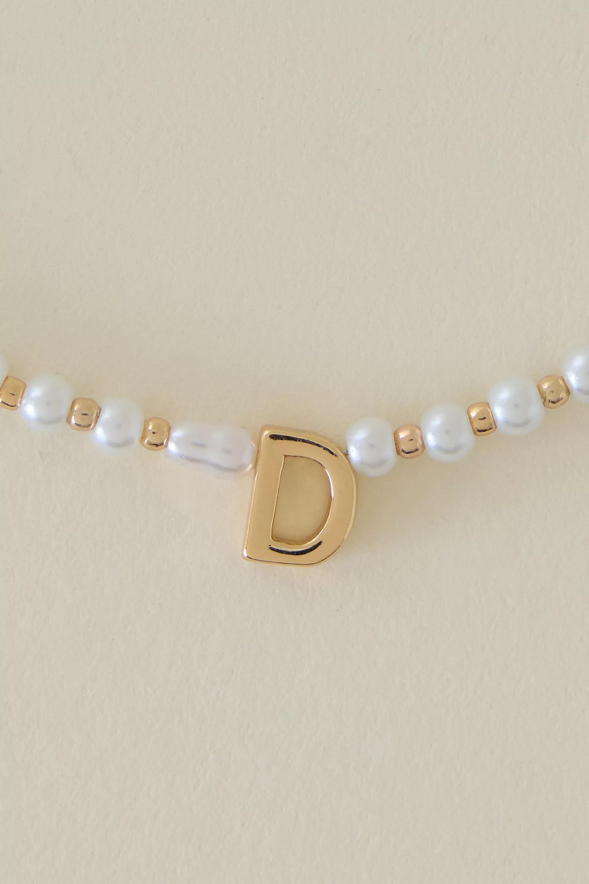 D Monogram Pearl Necklace, Gold, A501_0904, large image number 0