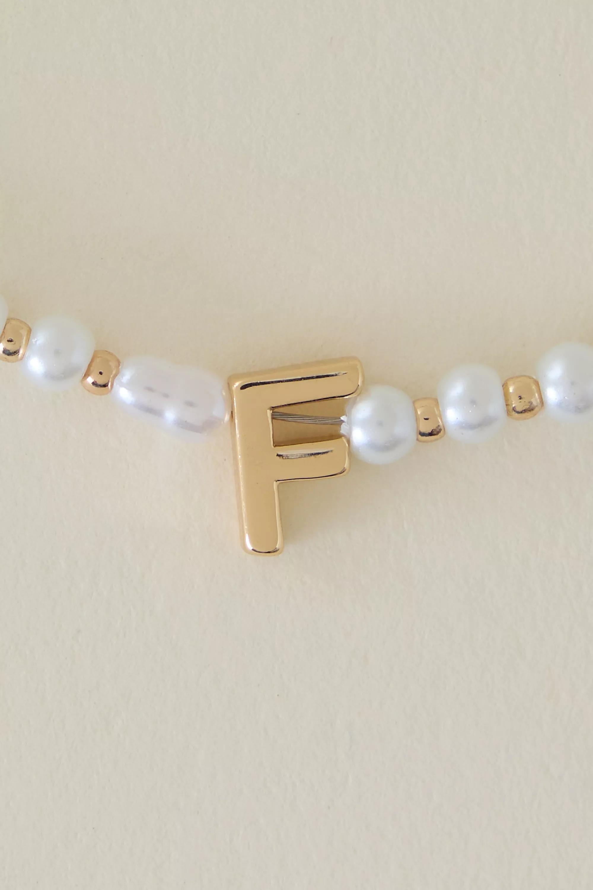 F Monogram Pearl Necklace, Gold, A501_0906, large image number 0