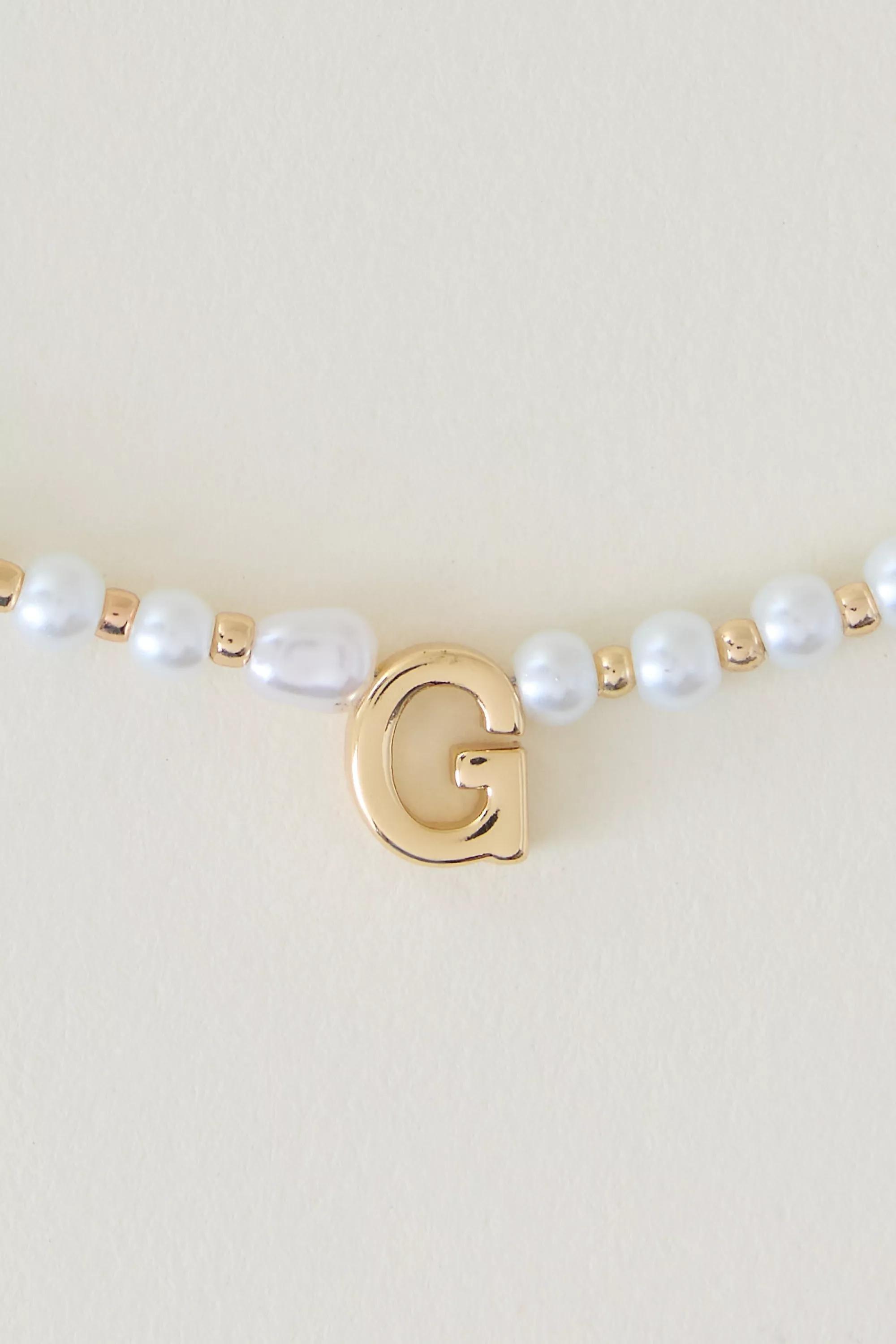 G Monogram Pearl Necklace, Gold, A501_0907, large image number 0