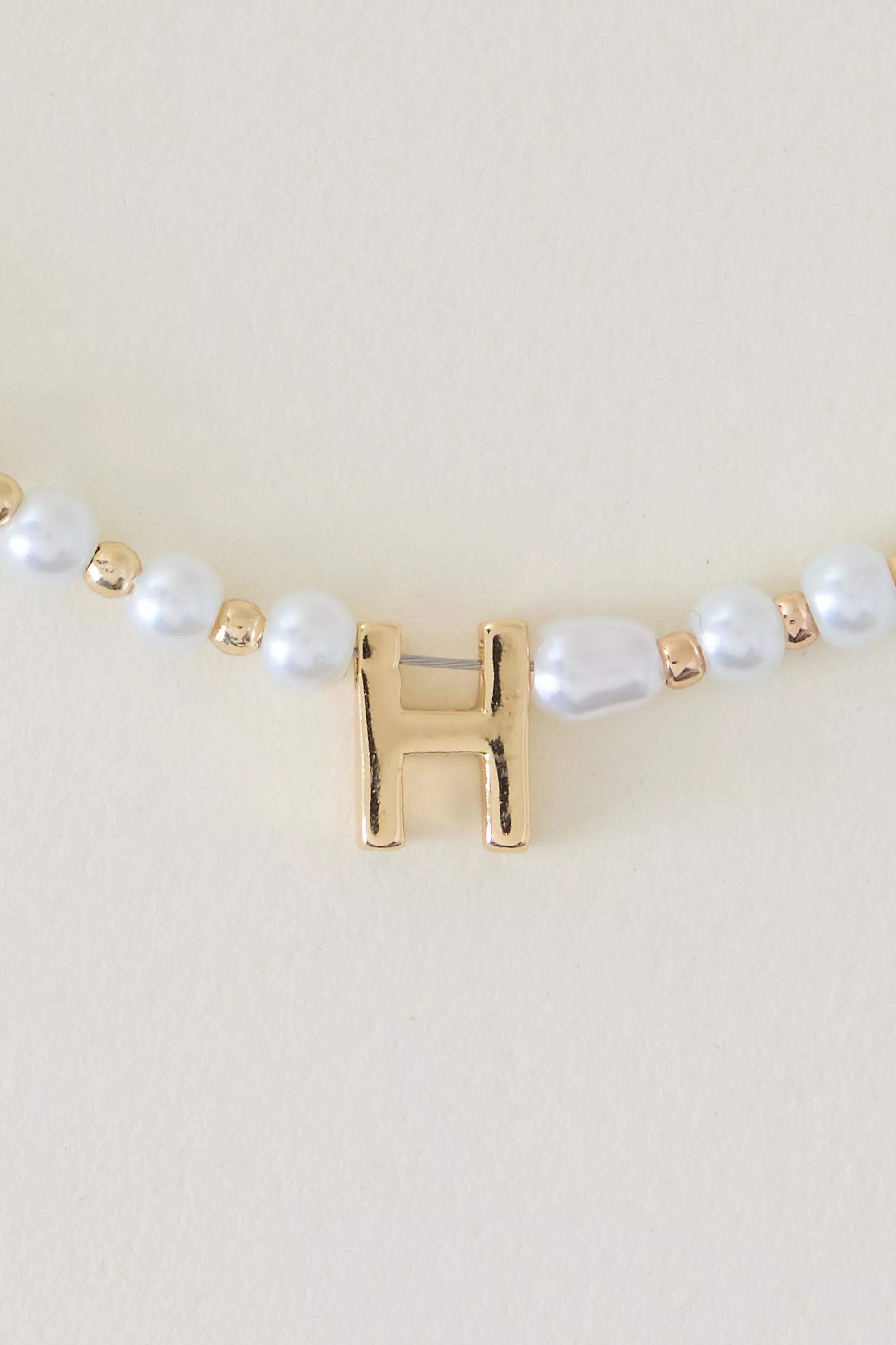 H Monogram Pearl Necklace, Gold, A501_0908, large image number 0