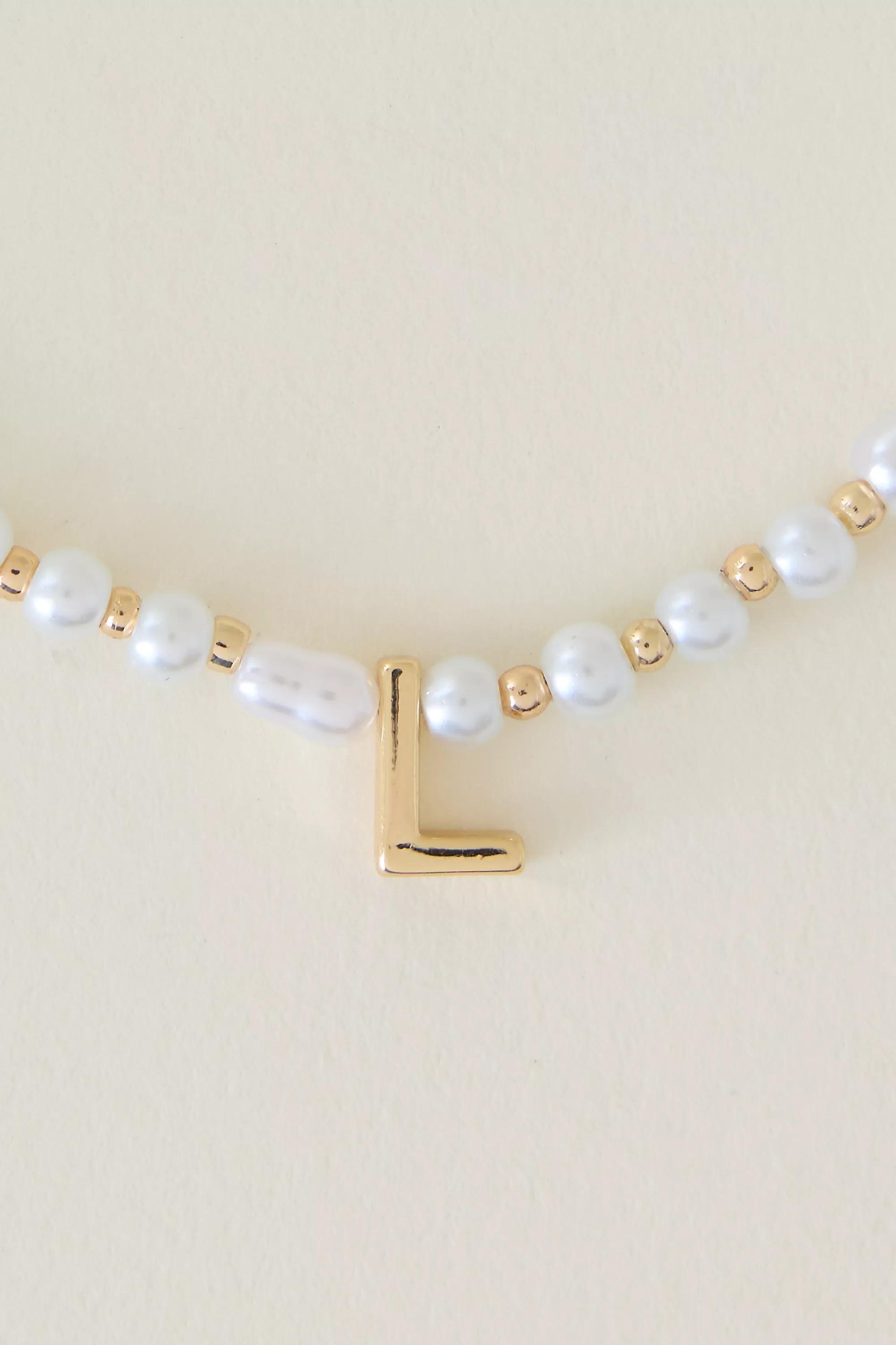 L Monogram Pearl Necklace, Gold, A501_0912, large image number 0