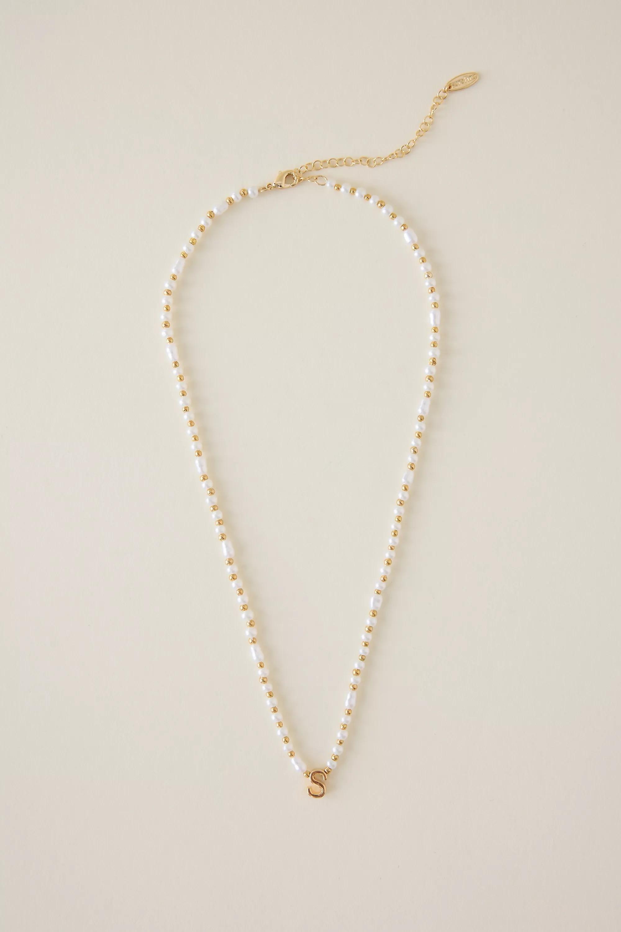 S Monogram Pearl Necklace, Gold, A501_0919, large image number 2
