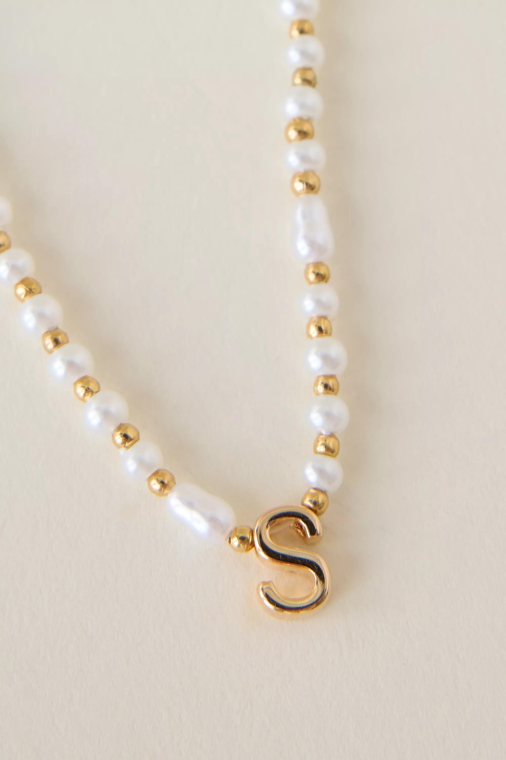 S Monogram Pearl Necklace, Gold, A501_0919, large image number 3