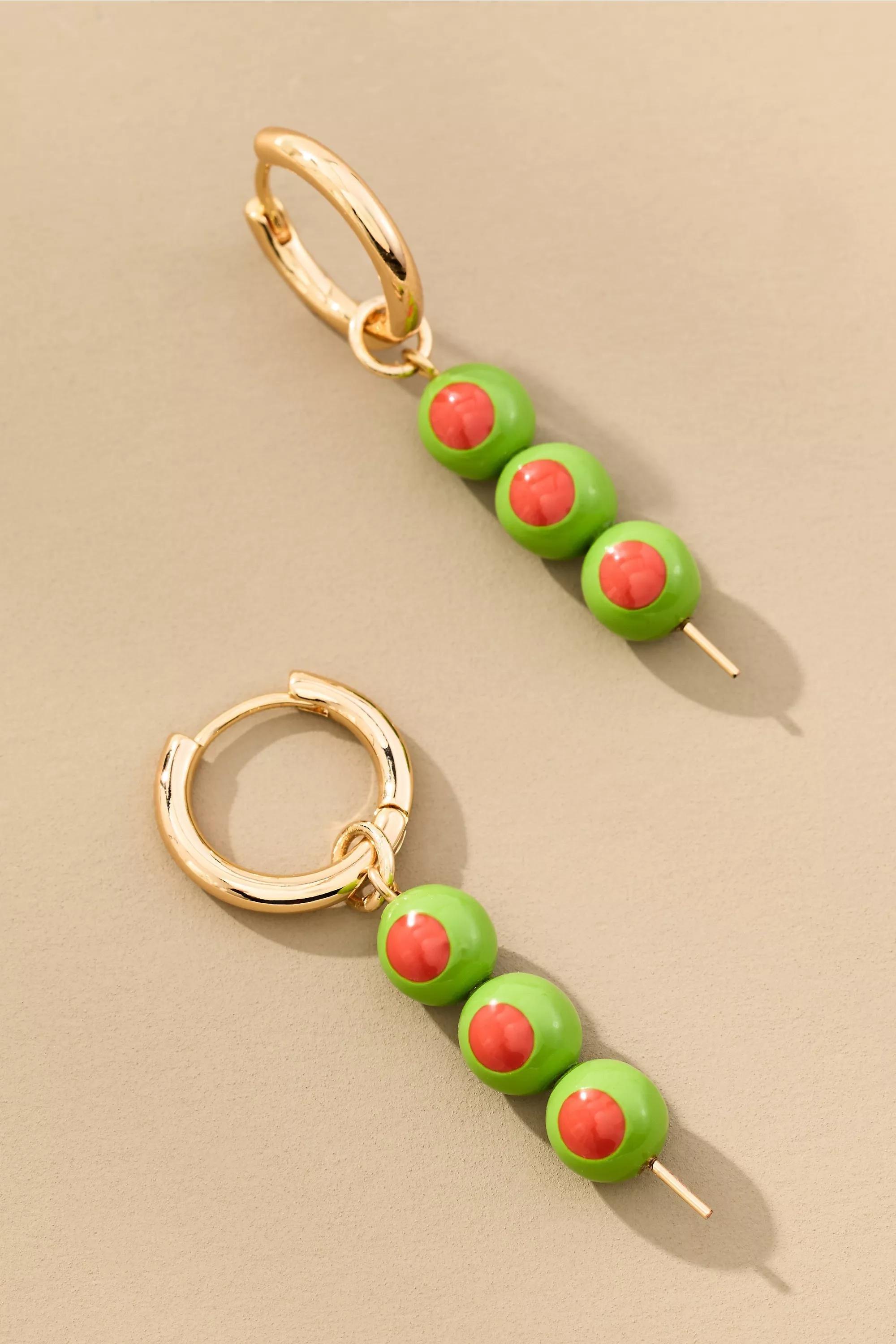 Icon Charm Huggie Hoop Earrings, Green, A501_0230, medium