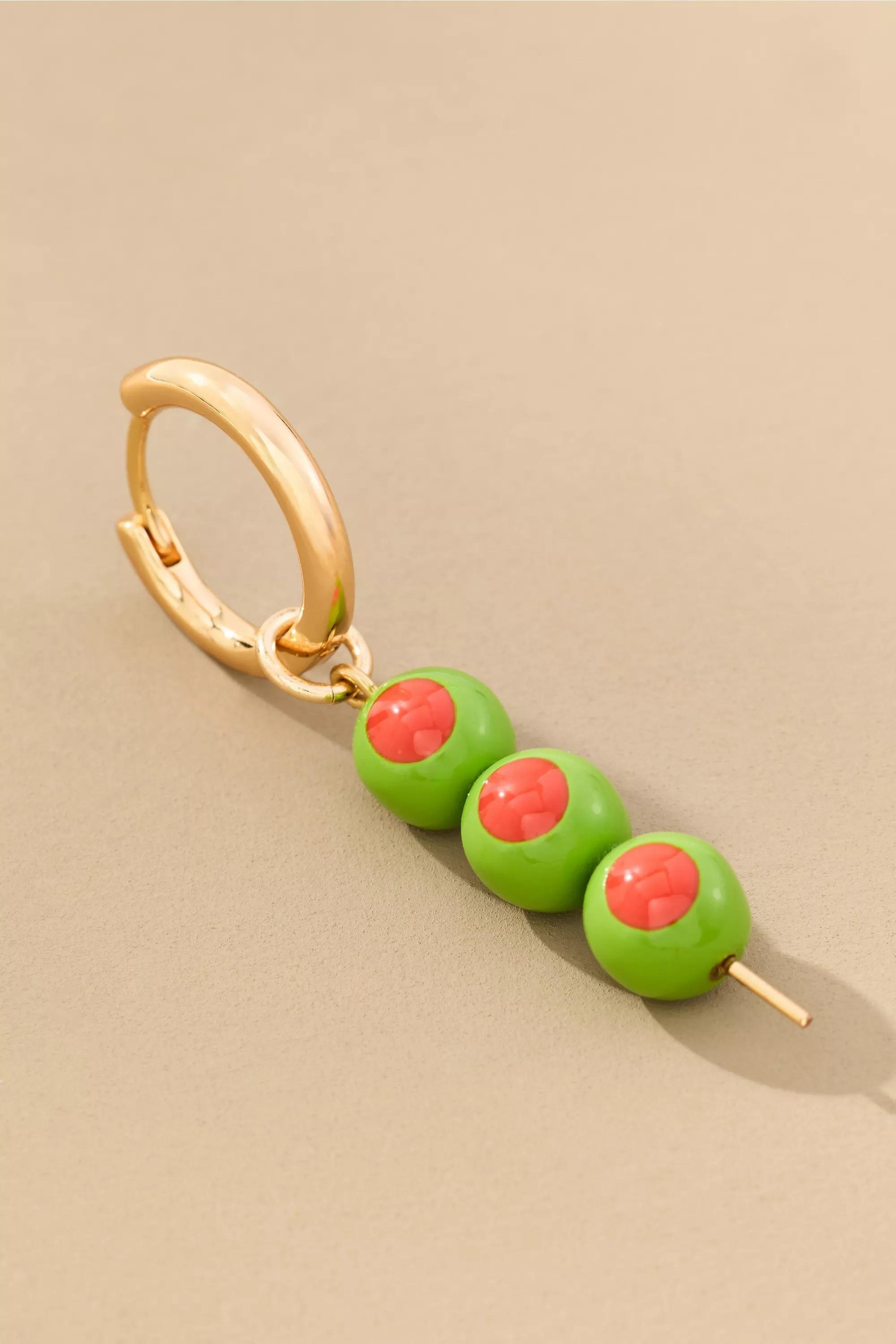 Icon Charm Huggie Hoop Earrings, Green, A501_0230, medium