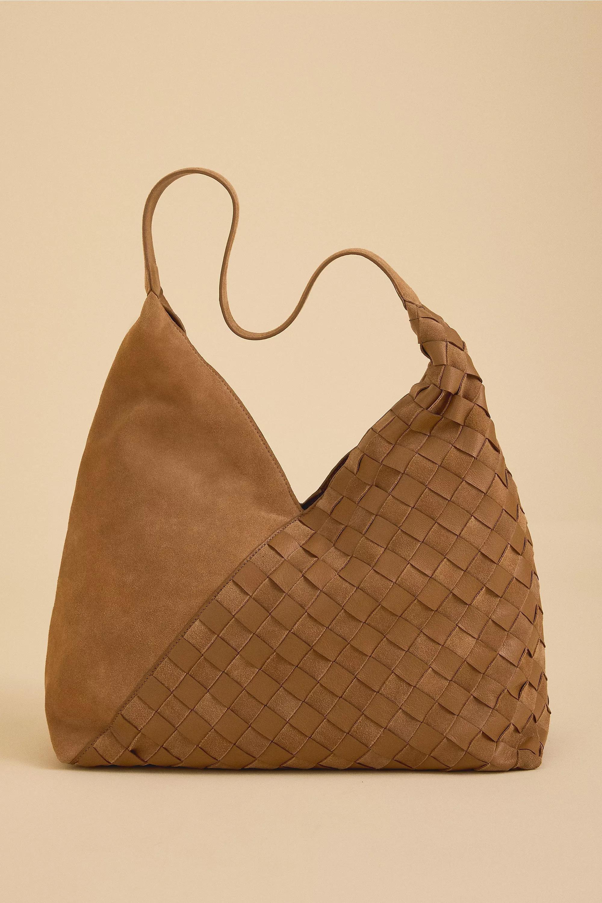 Checkerboard Leather Hobo Bag, Brown, A501_0025, large image number 0