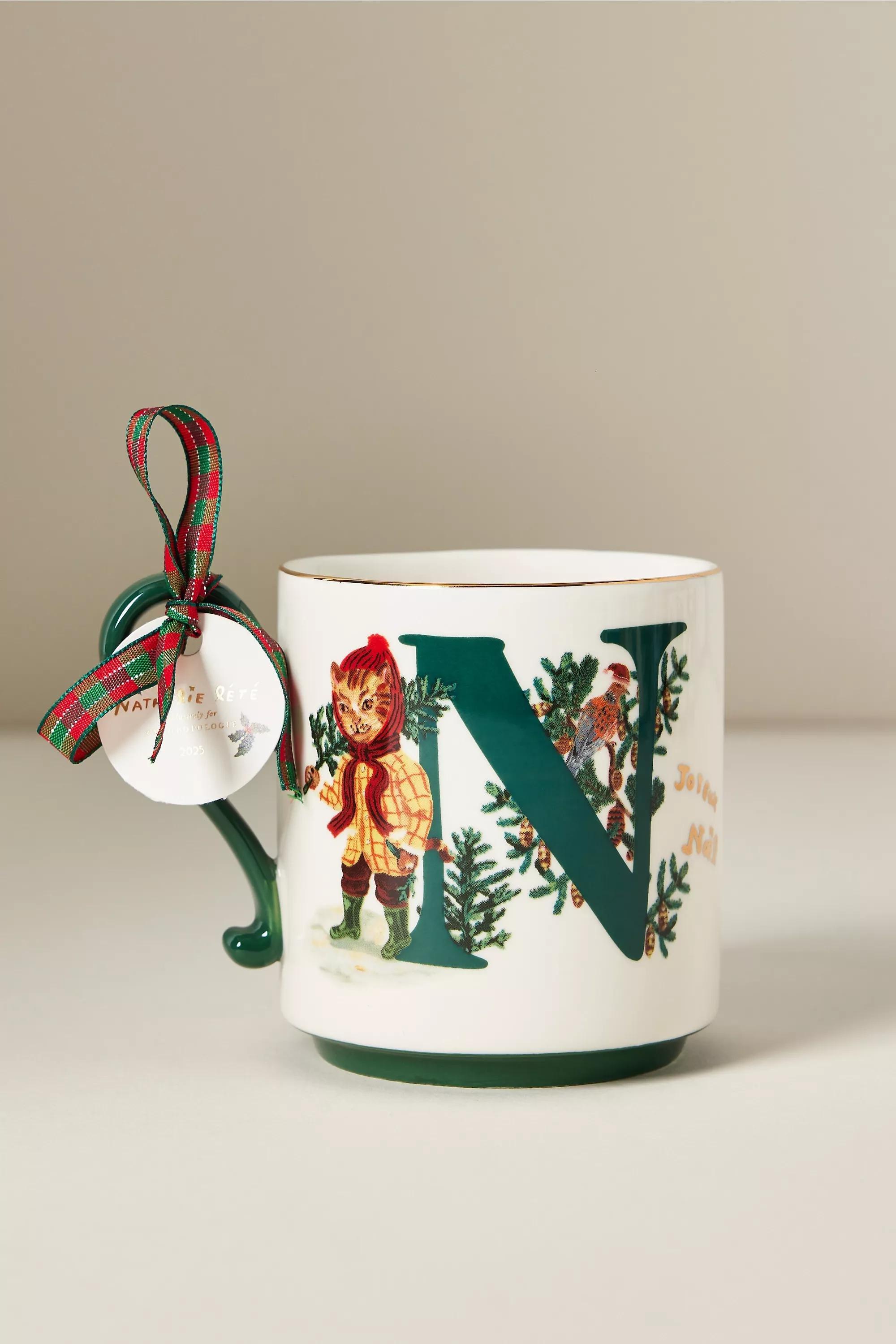 N Nathalie Lete Stoneware Holiday Monogram Mug, A501_0914, large image number 0