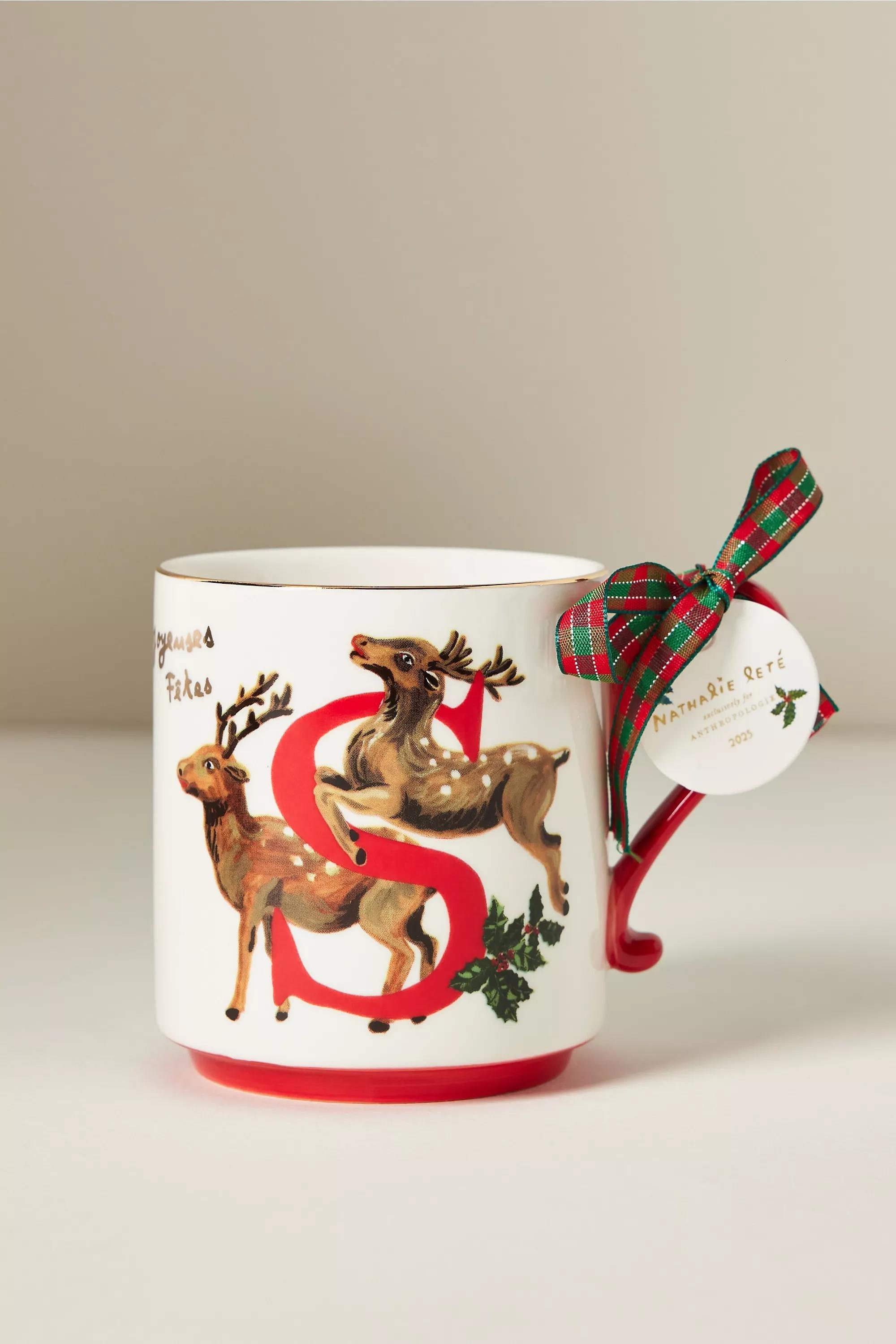 S Nathalie Lete Stoneware Holiday Monogram Mug, A501_0919, large image number 0