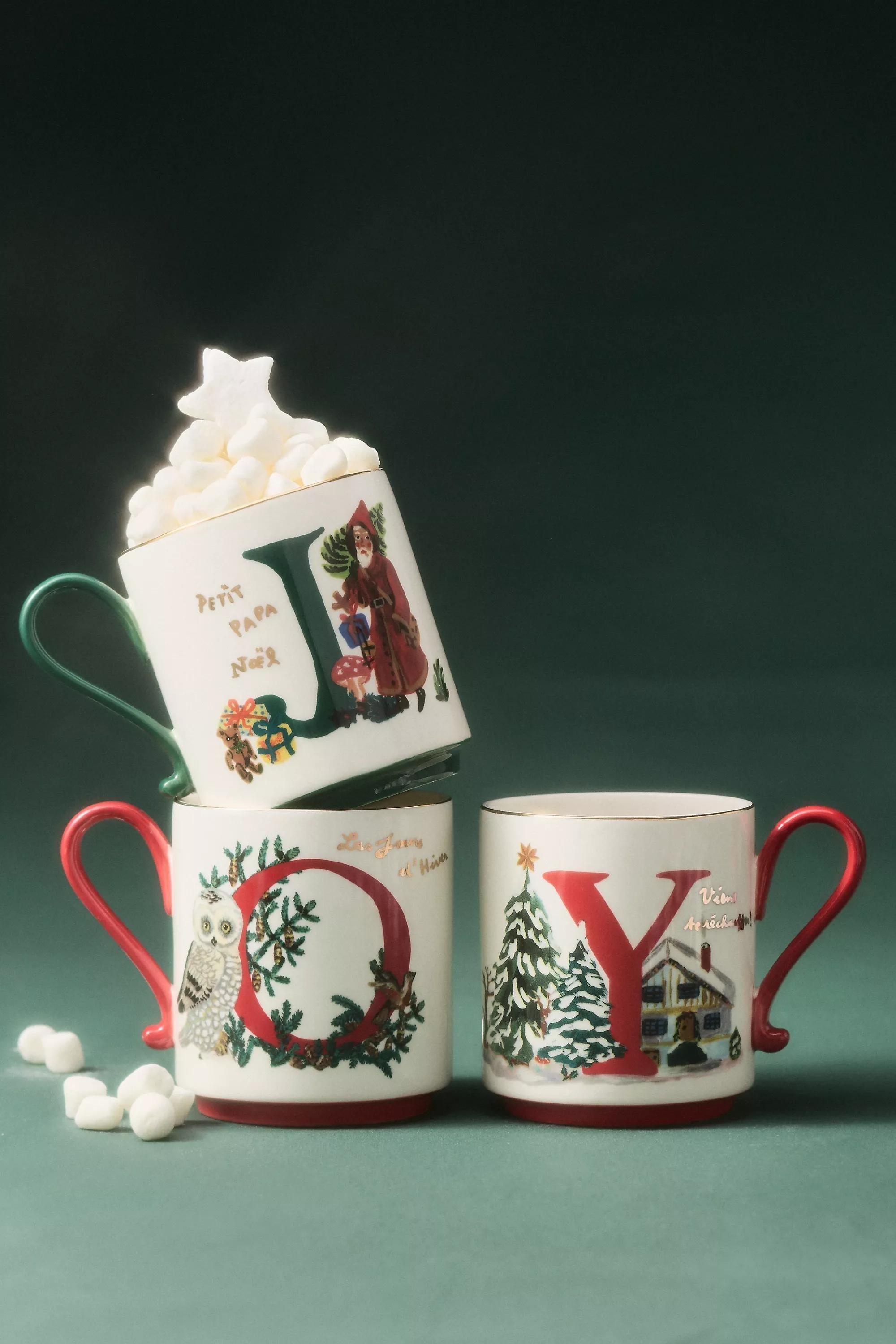 V Nathalie Lete Stoneware Holiday Monogram Mug, Multicolour, large image number 2