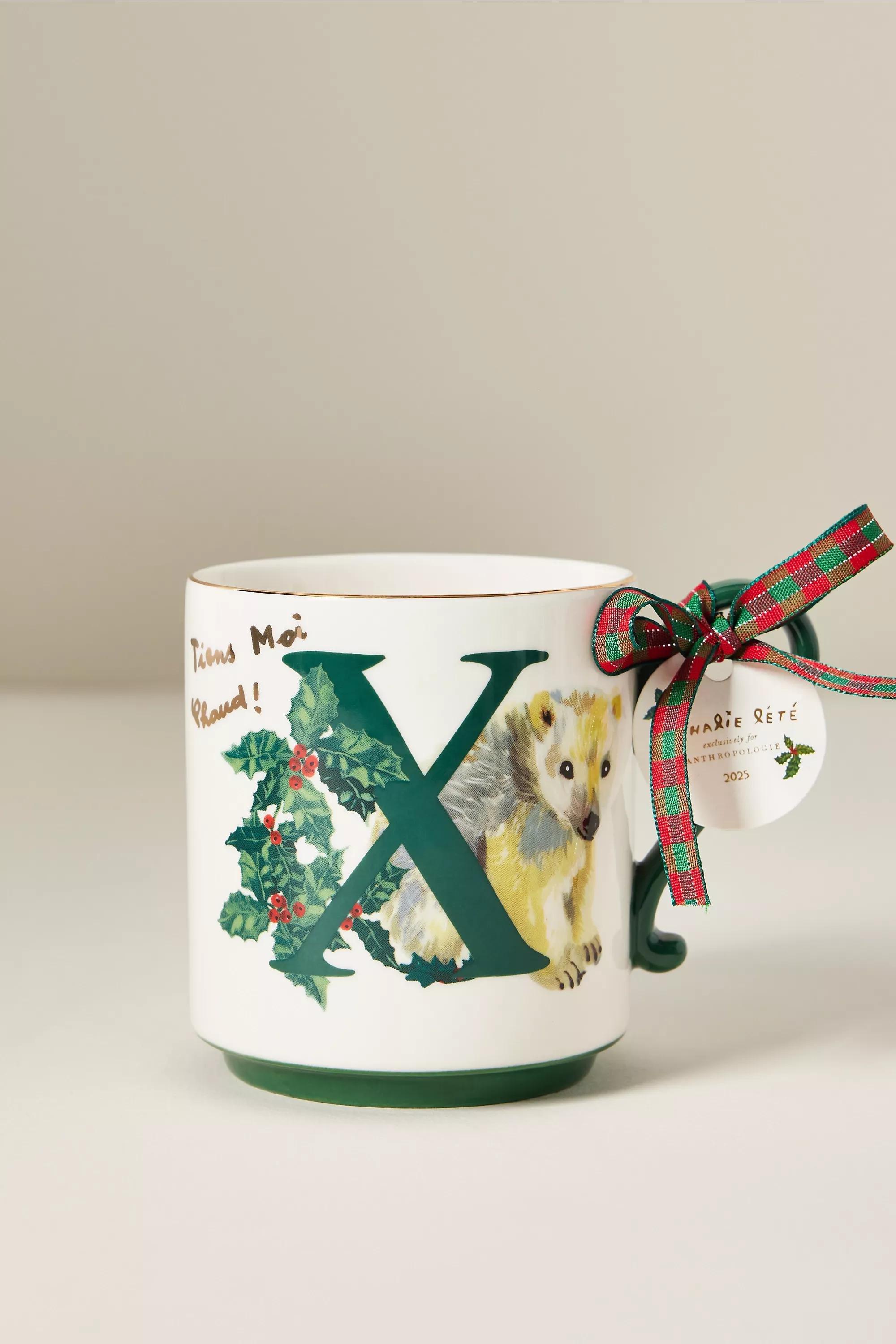 X Nathalie Lete Stoneware Holiday Monogram Mug, A501_0924, medium