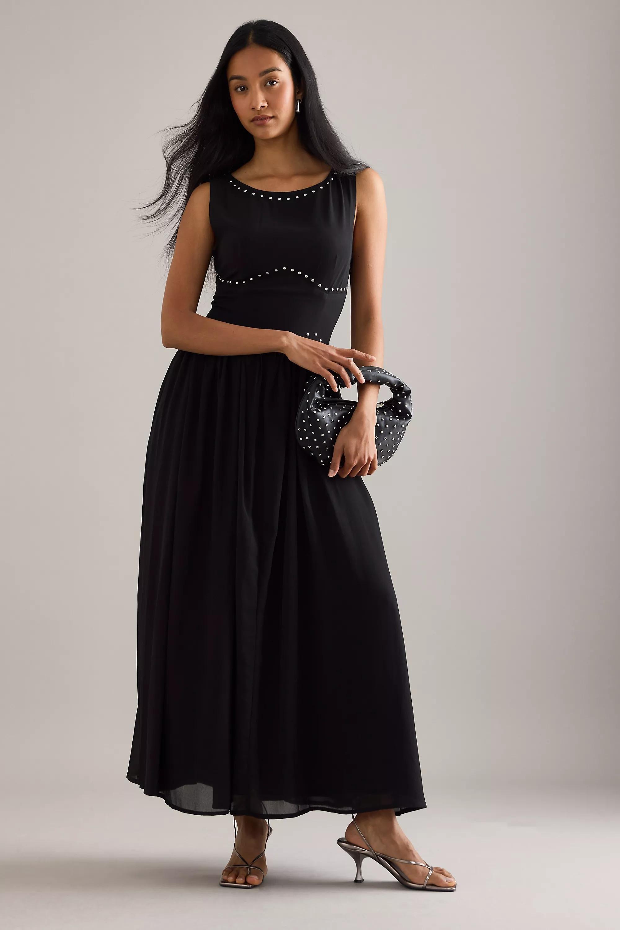 Never Fully Dressed Felicity Studded Maxi Dress, Black, A501_0001, large image number 0