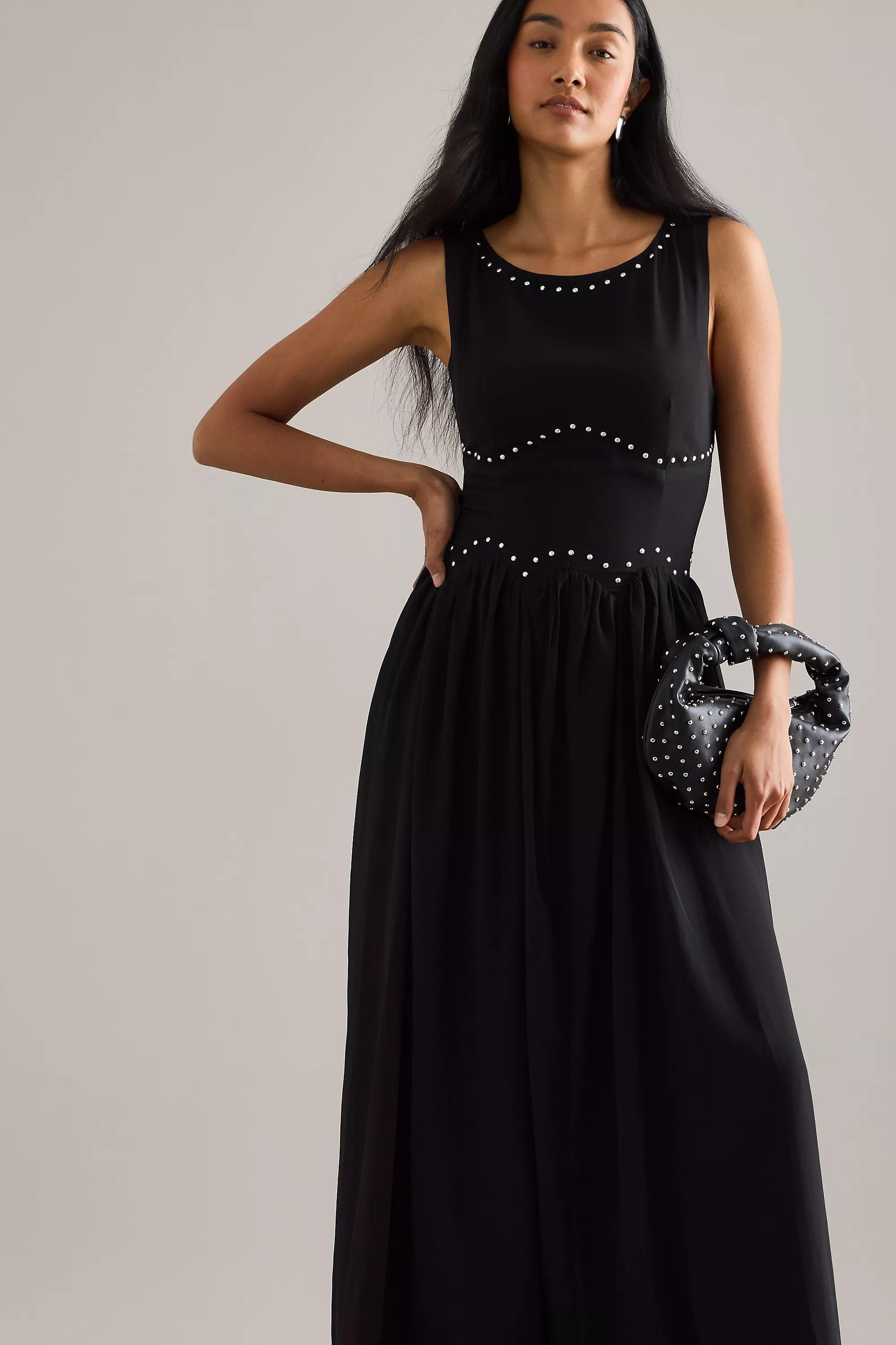 Never Fully Dressed Felicity Studded Maxi Dress, Black, A501_0001, large image number 2