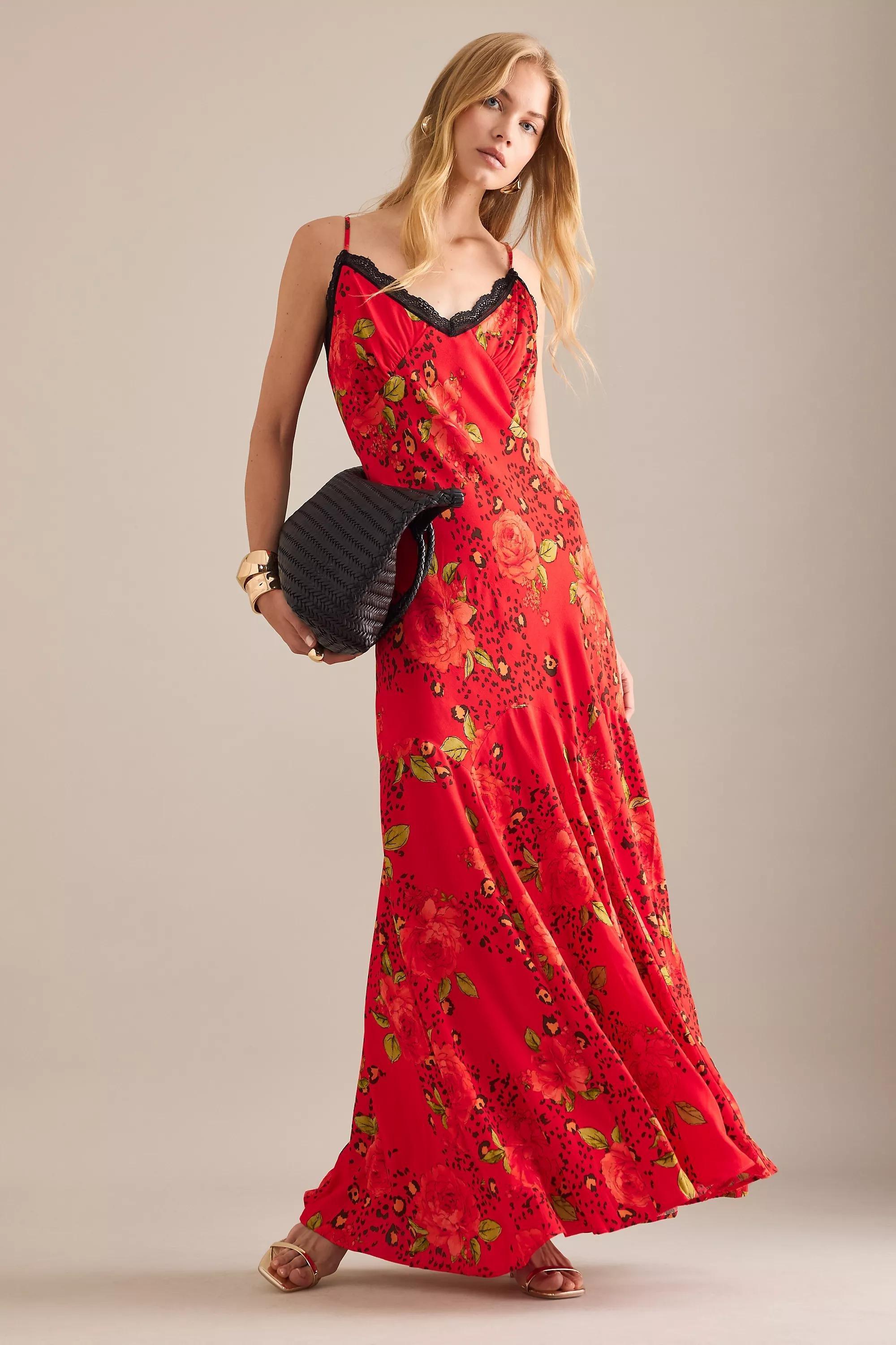 Never Fully Dressed Rosie Slip Maxi Dress, Red, A501_0060, large image number 0