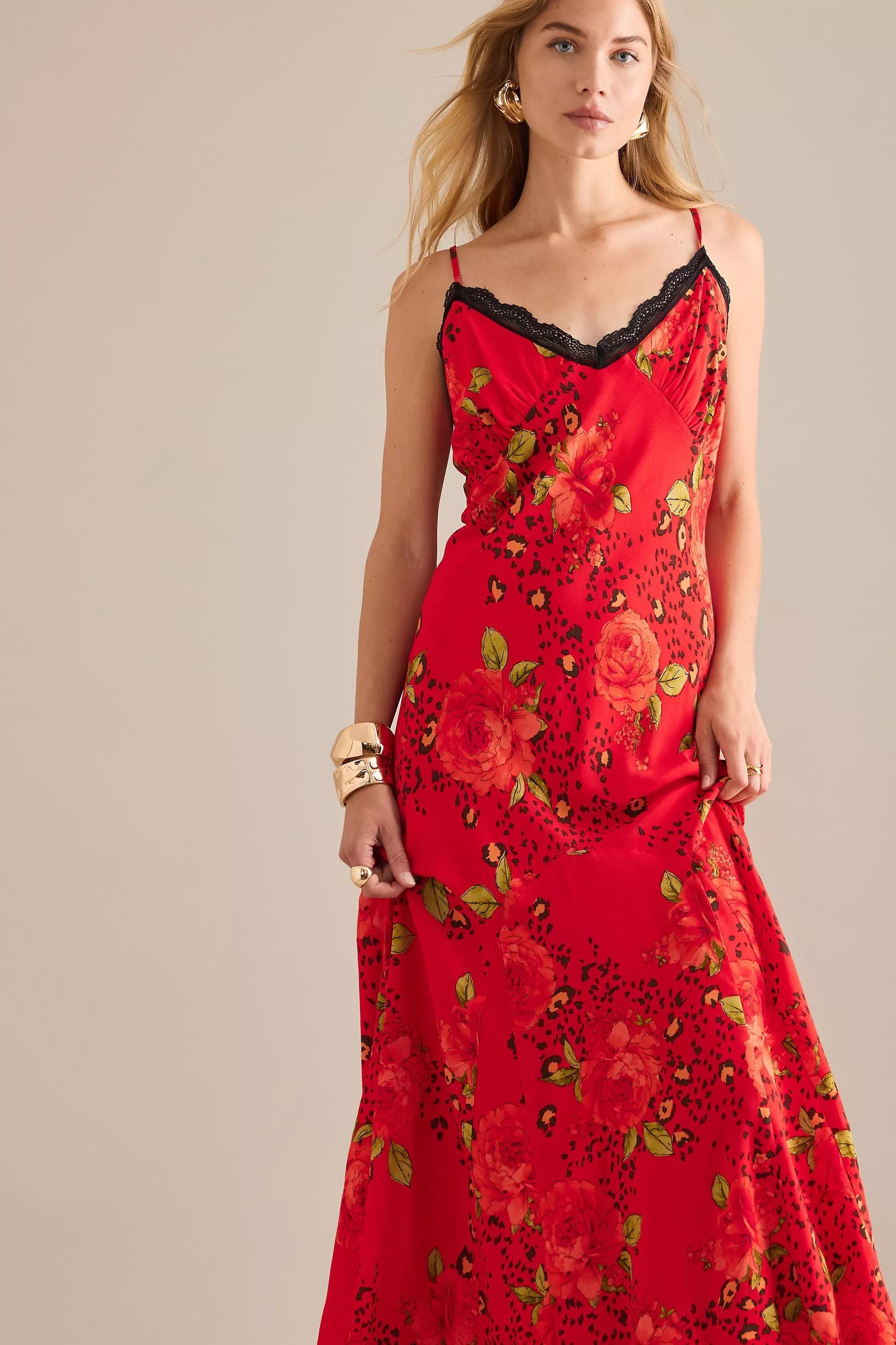 Never Fully Dressed Rosie Slip Maxi Dress, Red, A501_0060, large image number 2