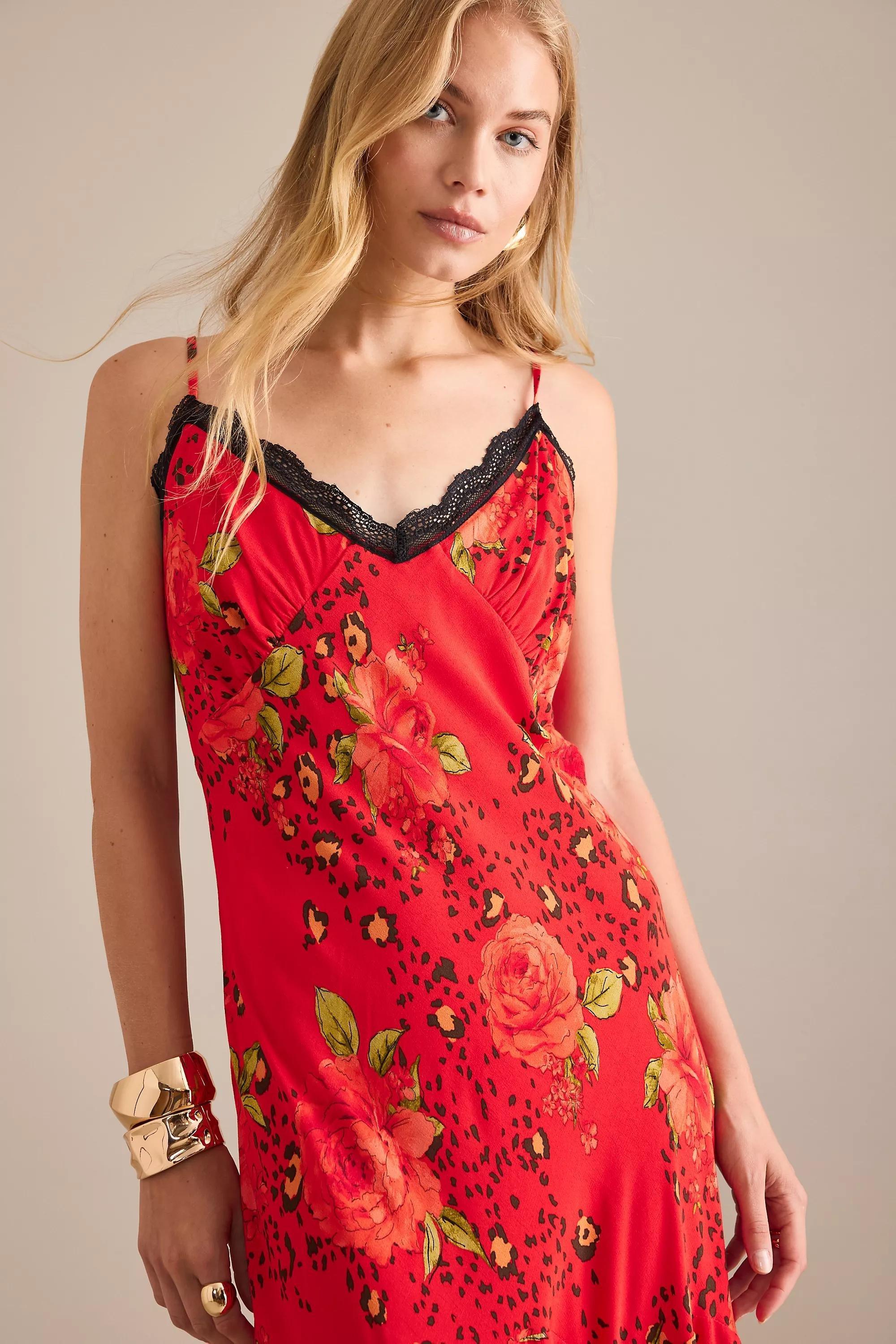 Never Fully Dressed Rosie Slip Maxi Dress, Red, A501_0060, large image number 3