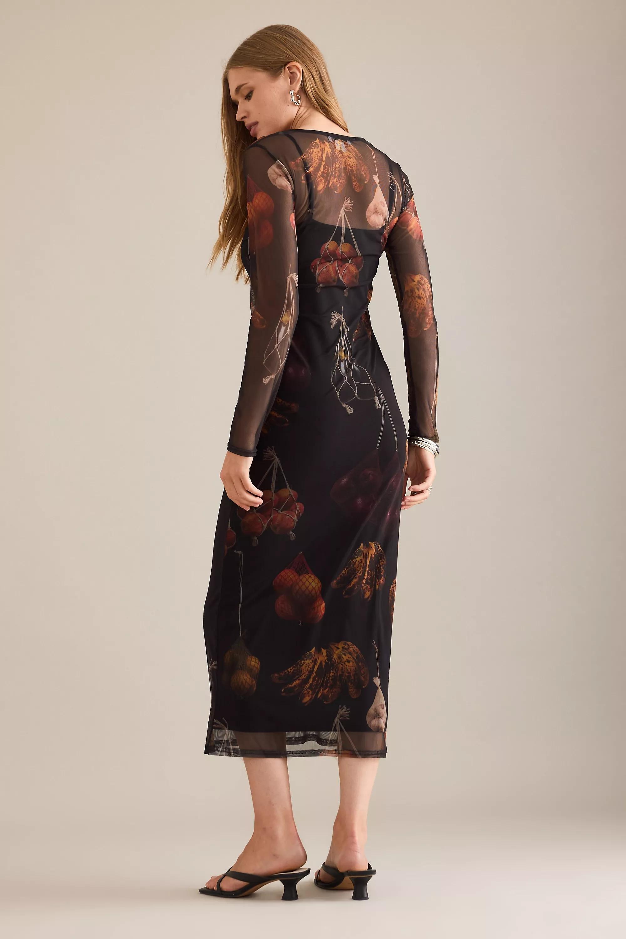 BLACK PATTERN Never Fully Dressed Fruit Mesh Midi Dress, A501_0009, large image number 1