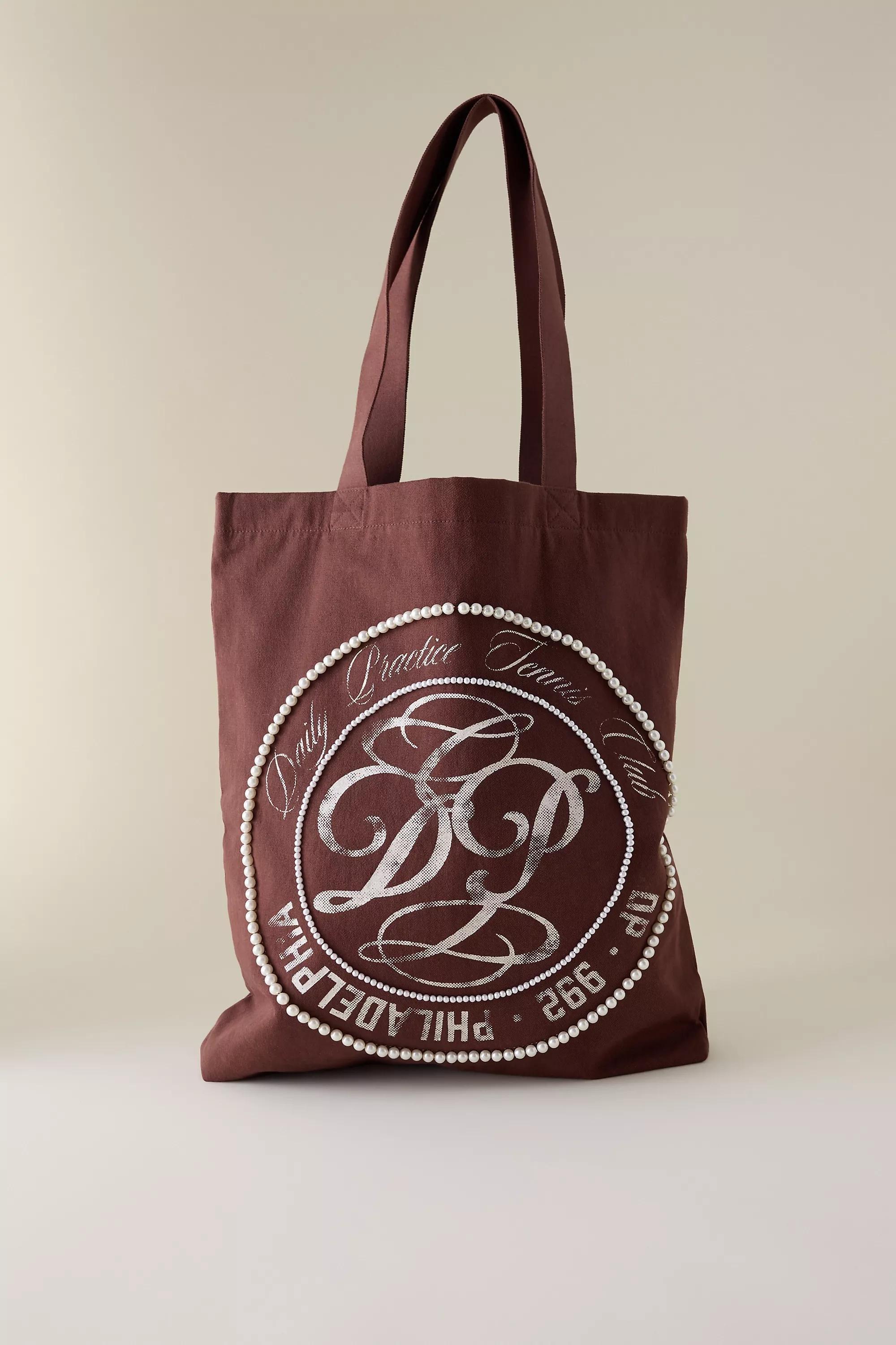 Daily Practice Beaded Tote Bag, Burgundy, A501_0021, large image number 0