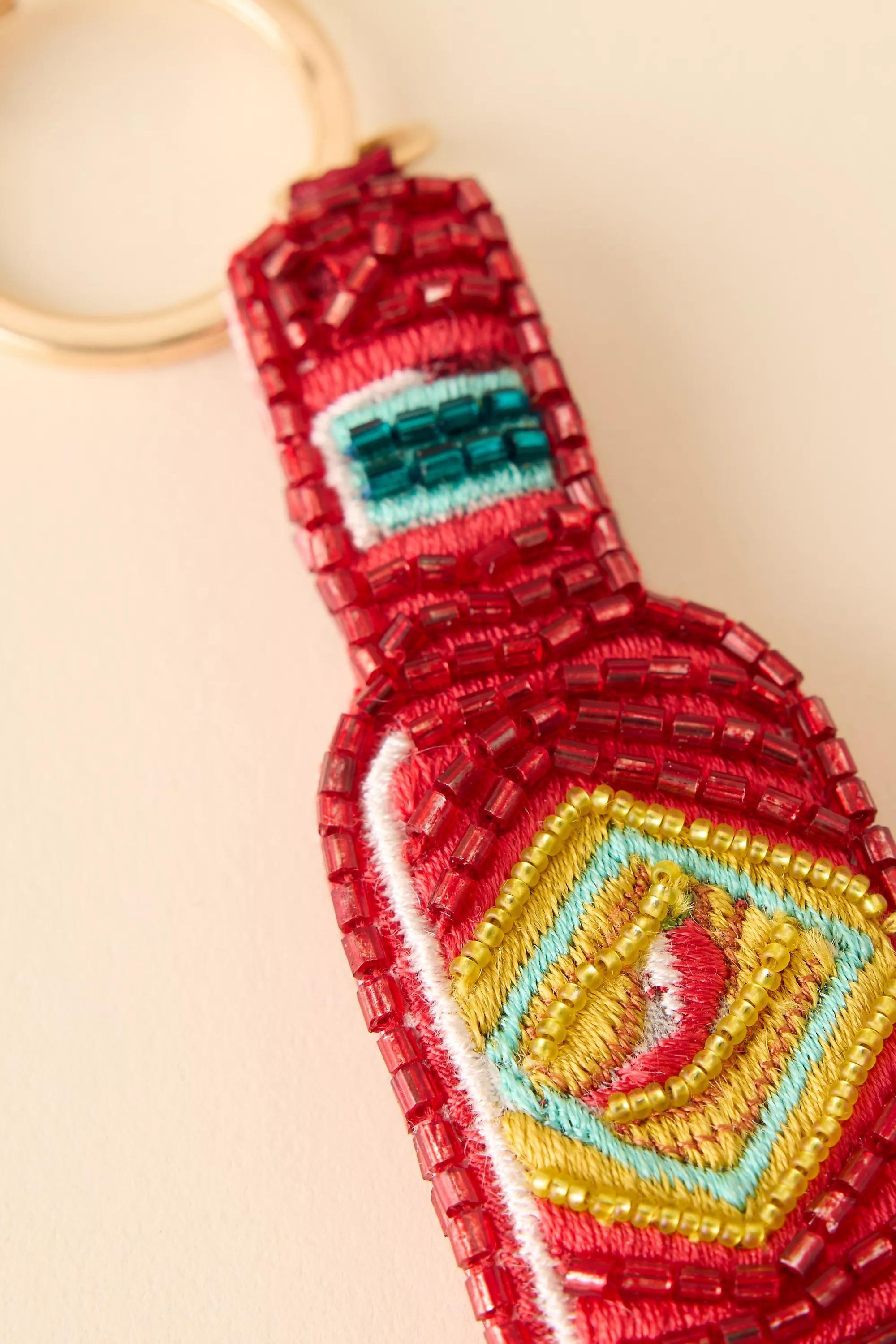 Beaded Food Bag Charm, Red, A501_0084, medium