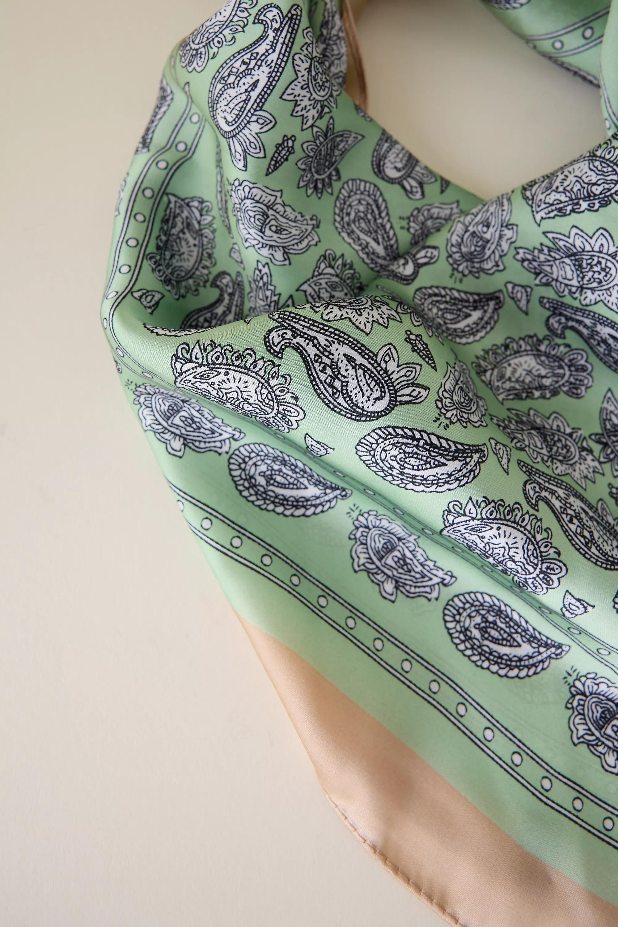 Paisley Headscarf, Green, A501_0049, large image number 2