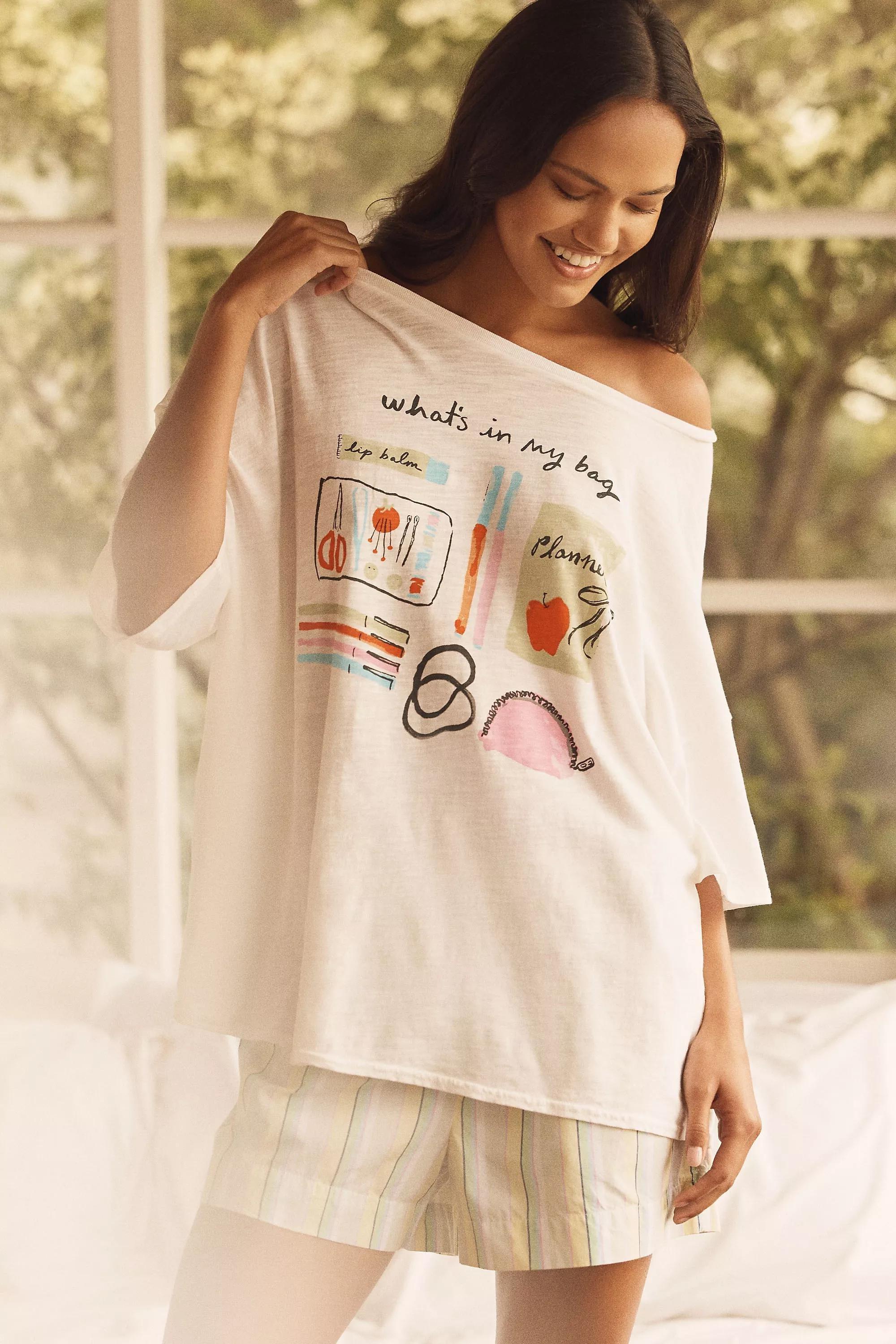 Phthalo Ruth X Lyrebird Oversized Graphic T-Shirt, Beige, A501_0011, large image number 0