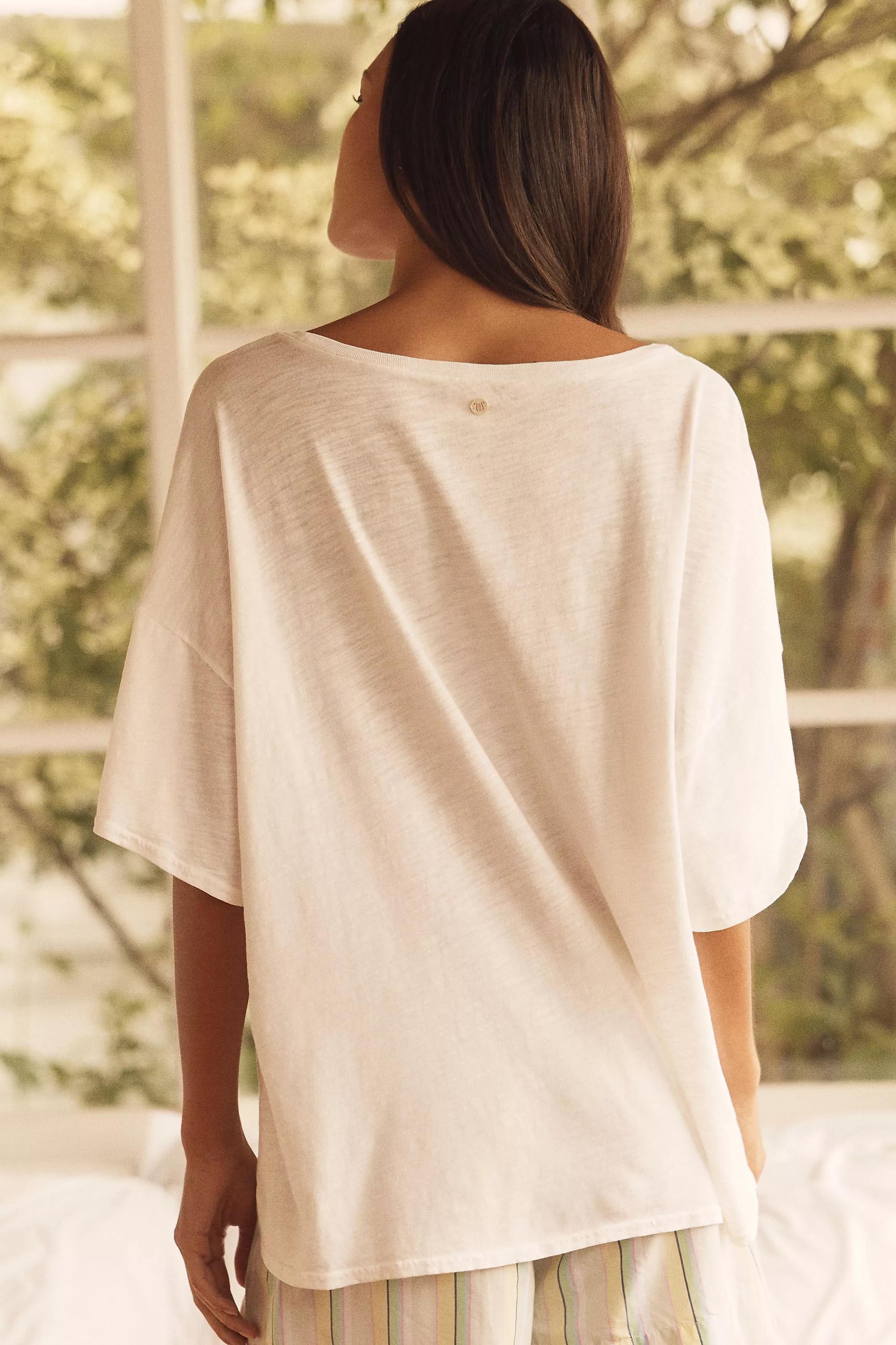 Phthalo Ruth X Lyrebird Oversized Graphic T-Shirt, Beige, A501_0011, large image number 1