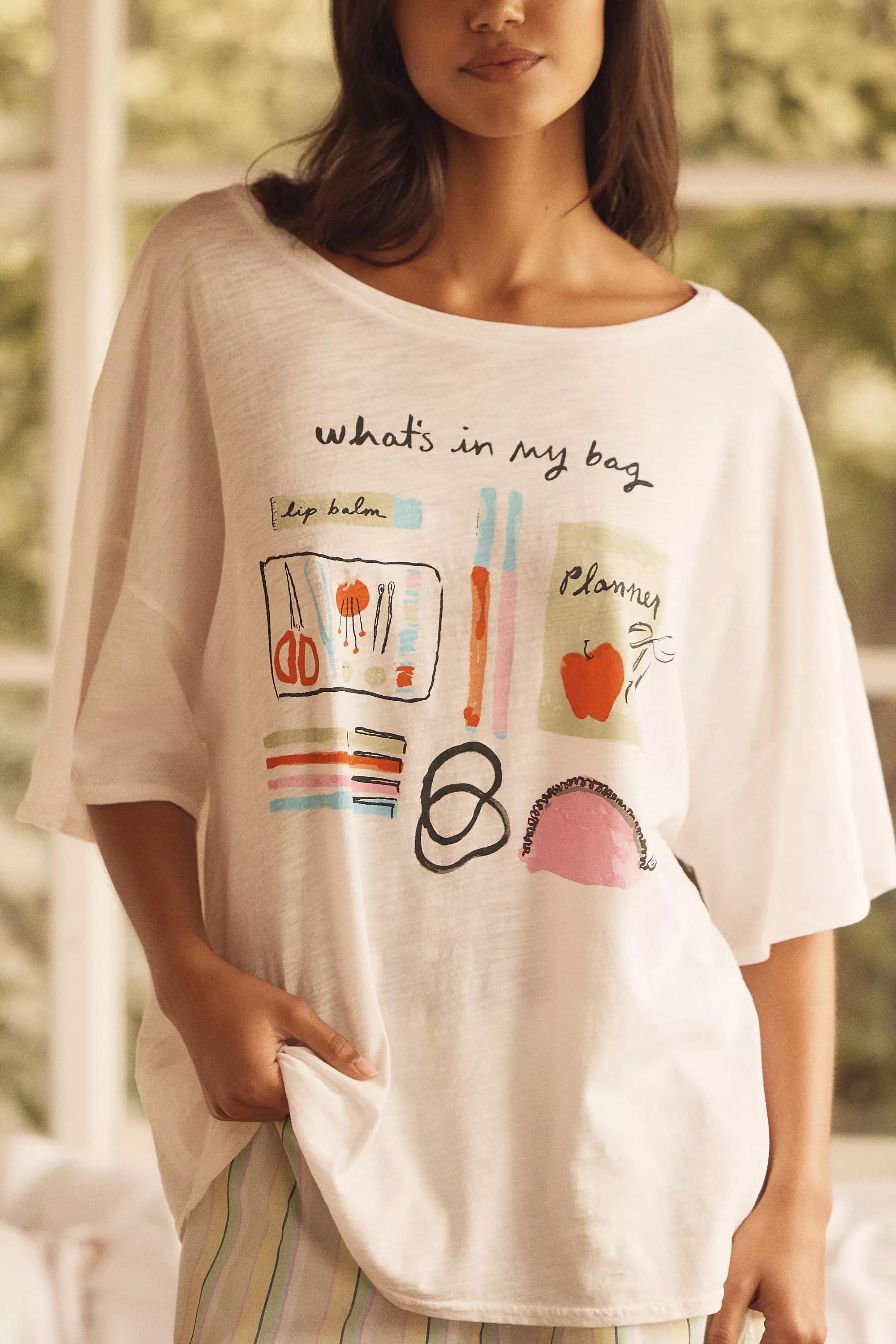 Phthalo Ruth X Lyrebird Oversized Graphic T-Shirt, Beige, A501_0011, large image number 2