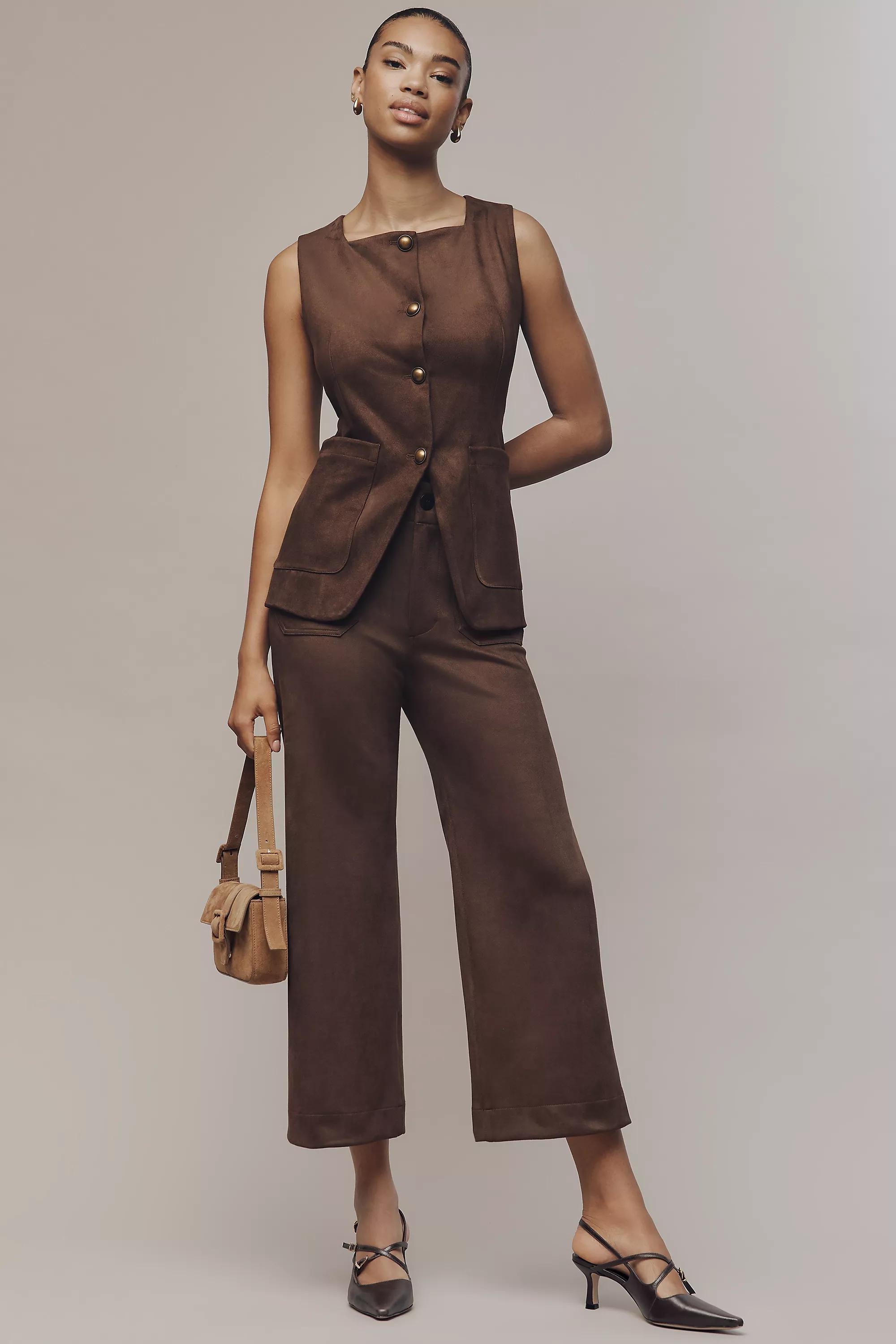 By Maeve Crop High-Rise Wide-Leg Trousers, Brown, A501_0020, medium