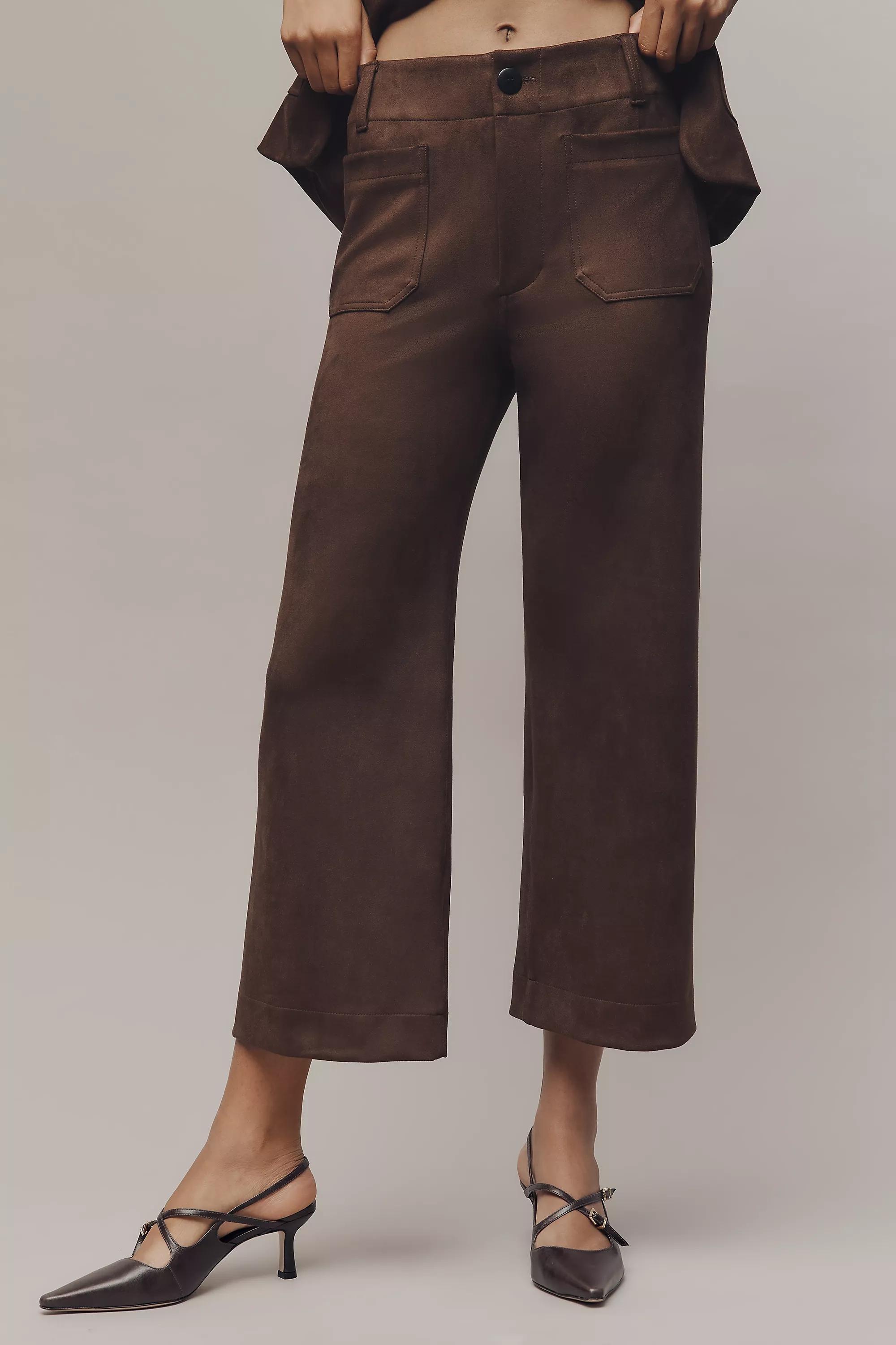 By Maeve Crop High-Rise Wide-Leg Trousers, Brown, A501_0020, large image number 1