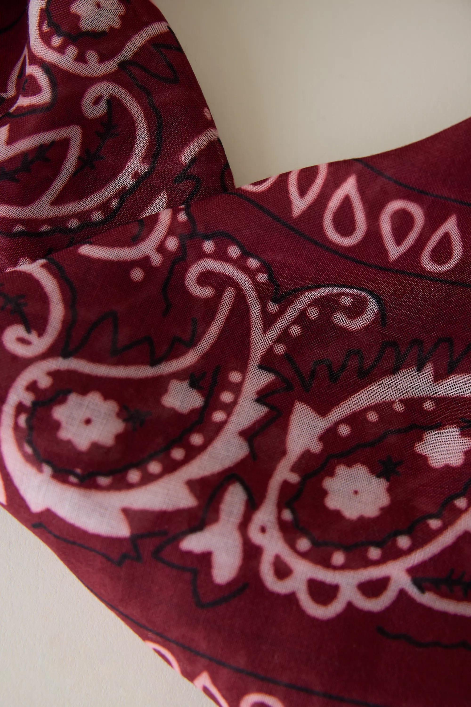 Cotton Bandana Scarf, Red, Red, large image number 3