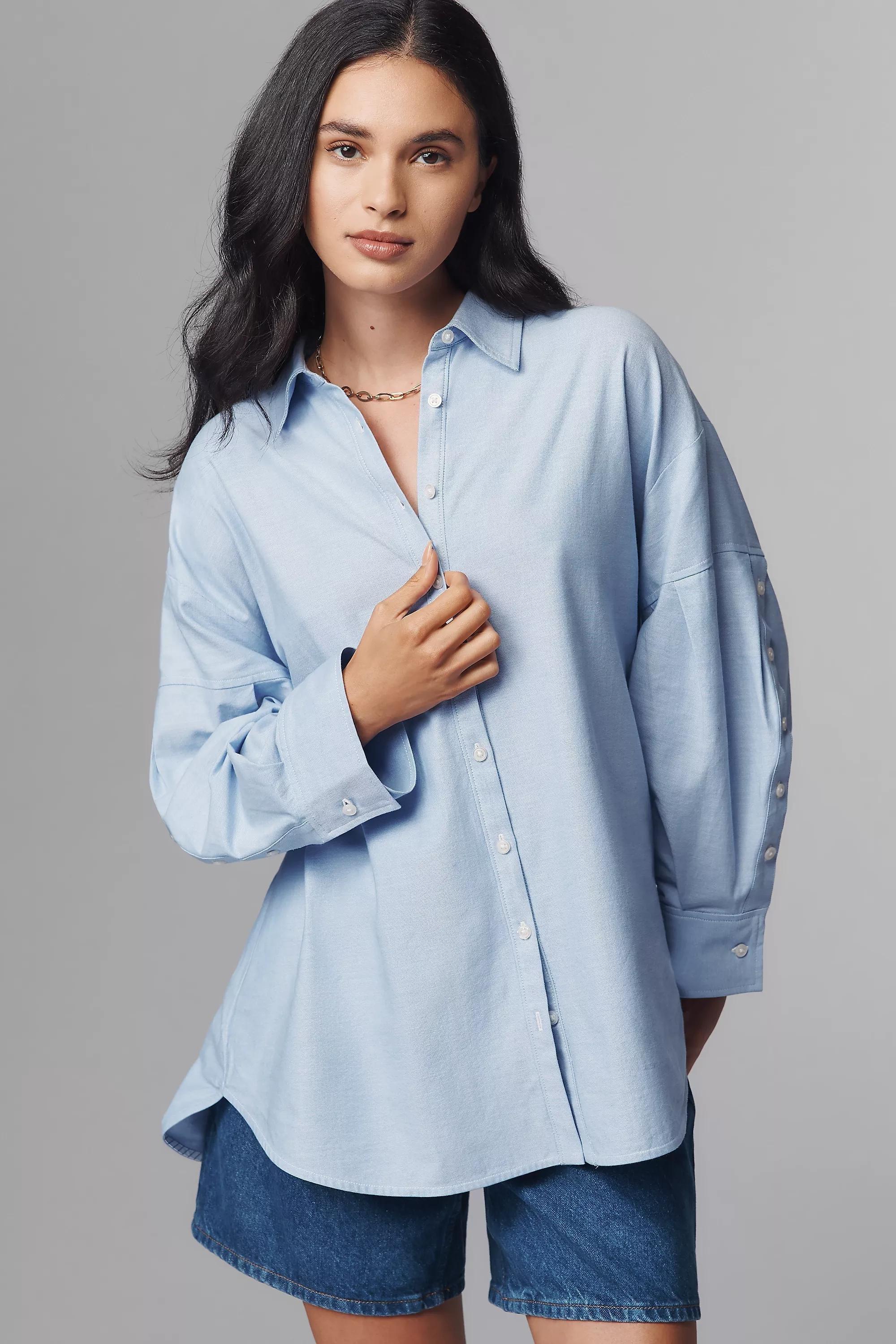 Maeve Oversized Buttondown Shirt, Blue, A501_0040, large image number 0