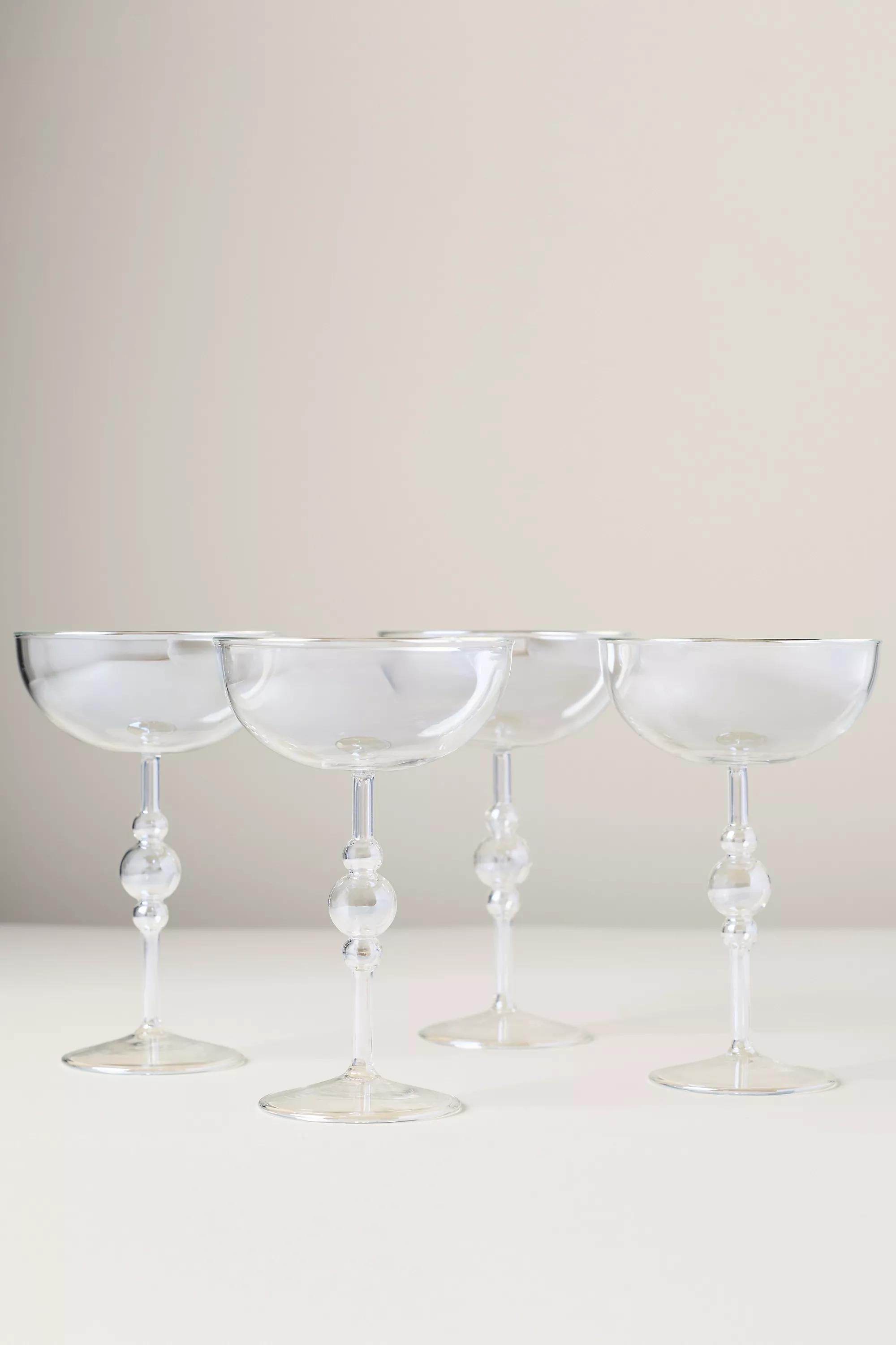 Pearl Perla Luster Coupe Glass, Transparent, Cream, medium