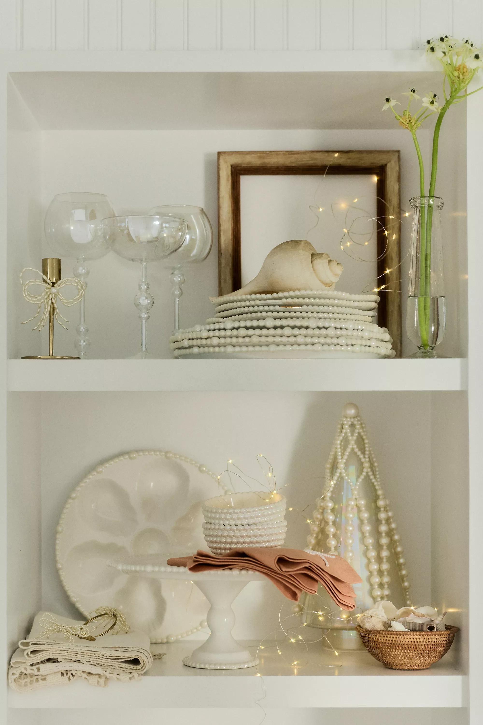 Pearl Perla Luster Coupe Glass, Transparent, Cream, medium