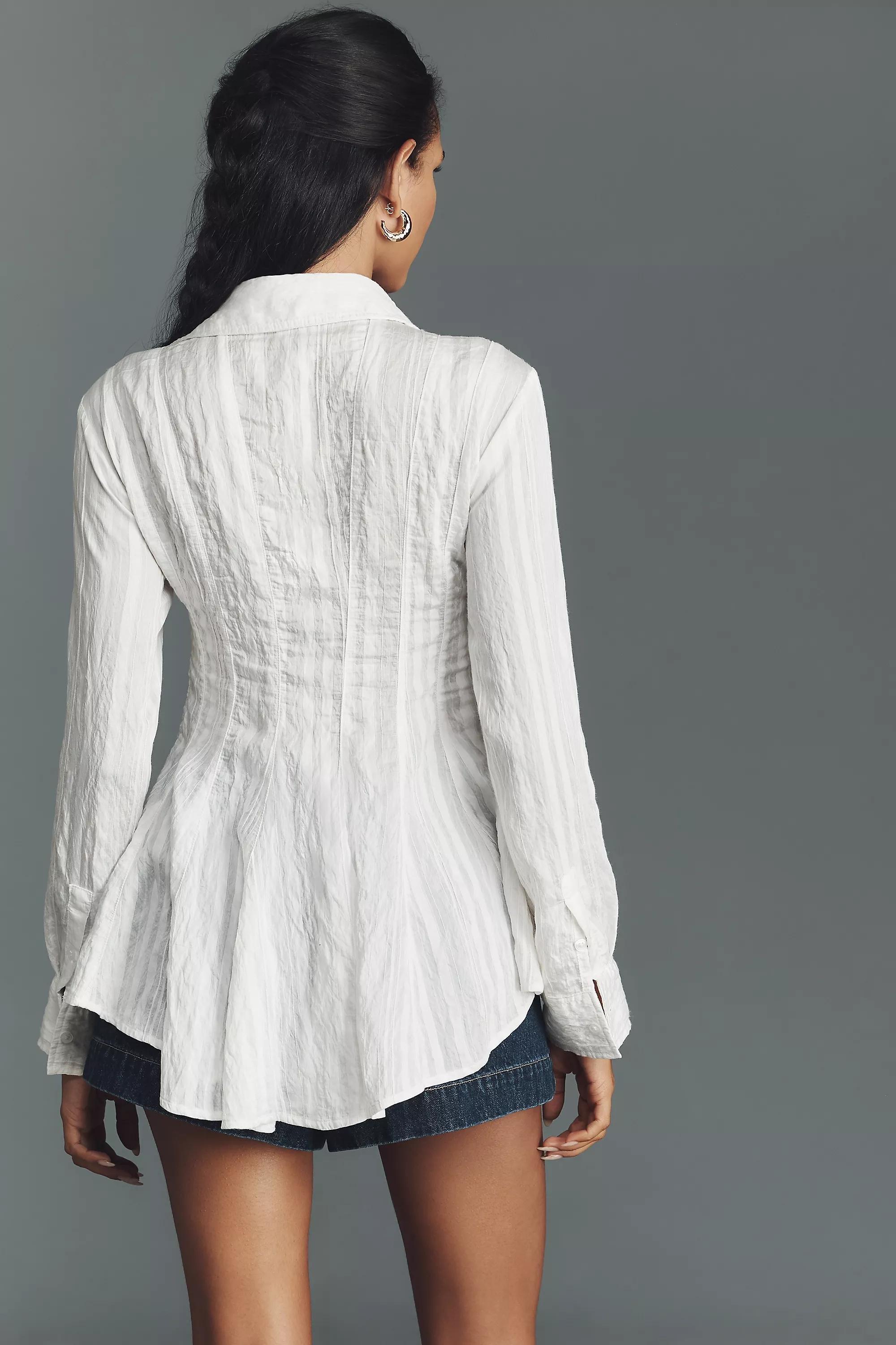 By Maeve Waisted Tunic Shirt, White, , large image number 1