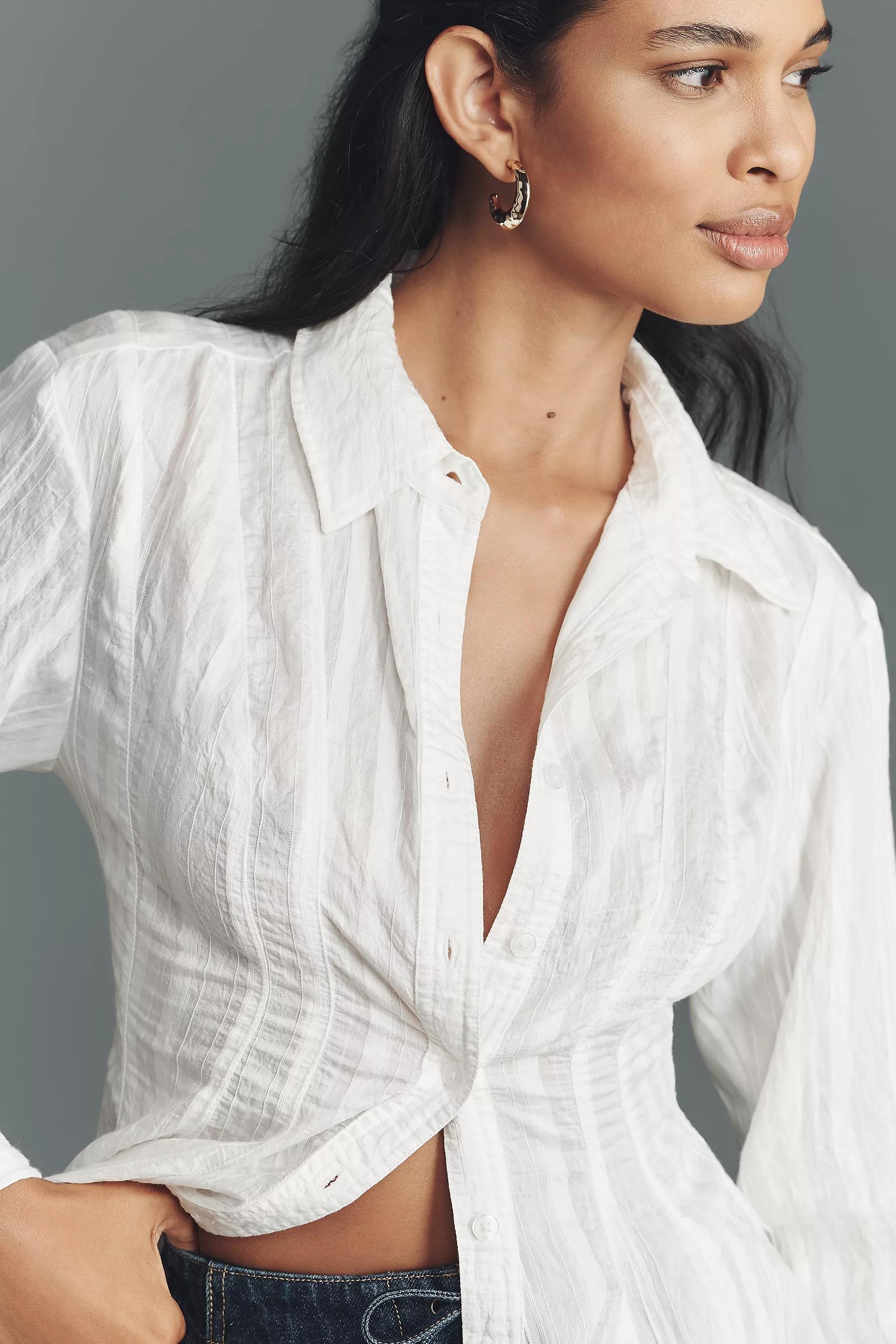 By Maeve Waisted Tunic Shirt, White, , large image number 3