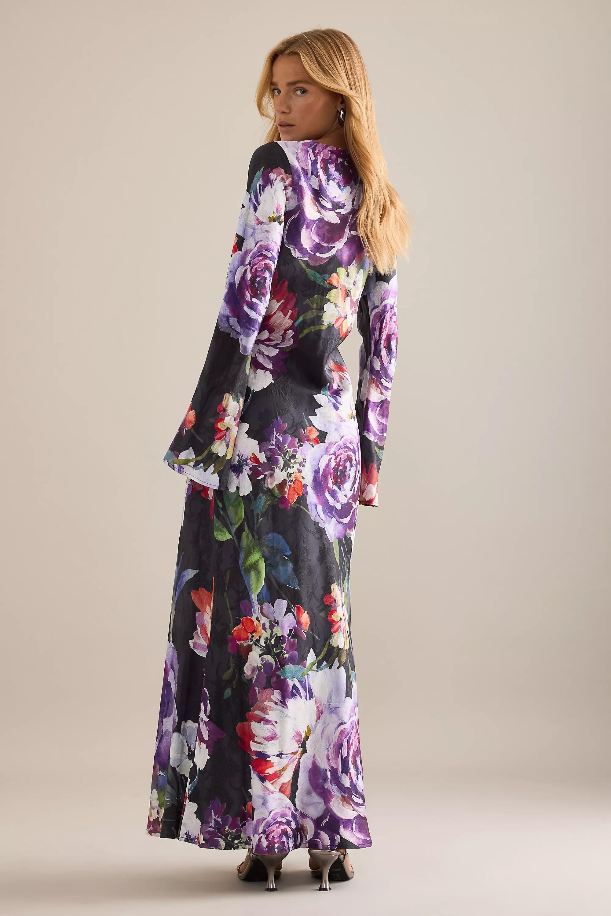 Kachel Becky Floral Long-Sleeve Maxi Dress, Black, A501_0009, large image number 2