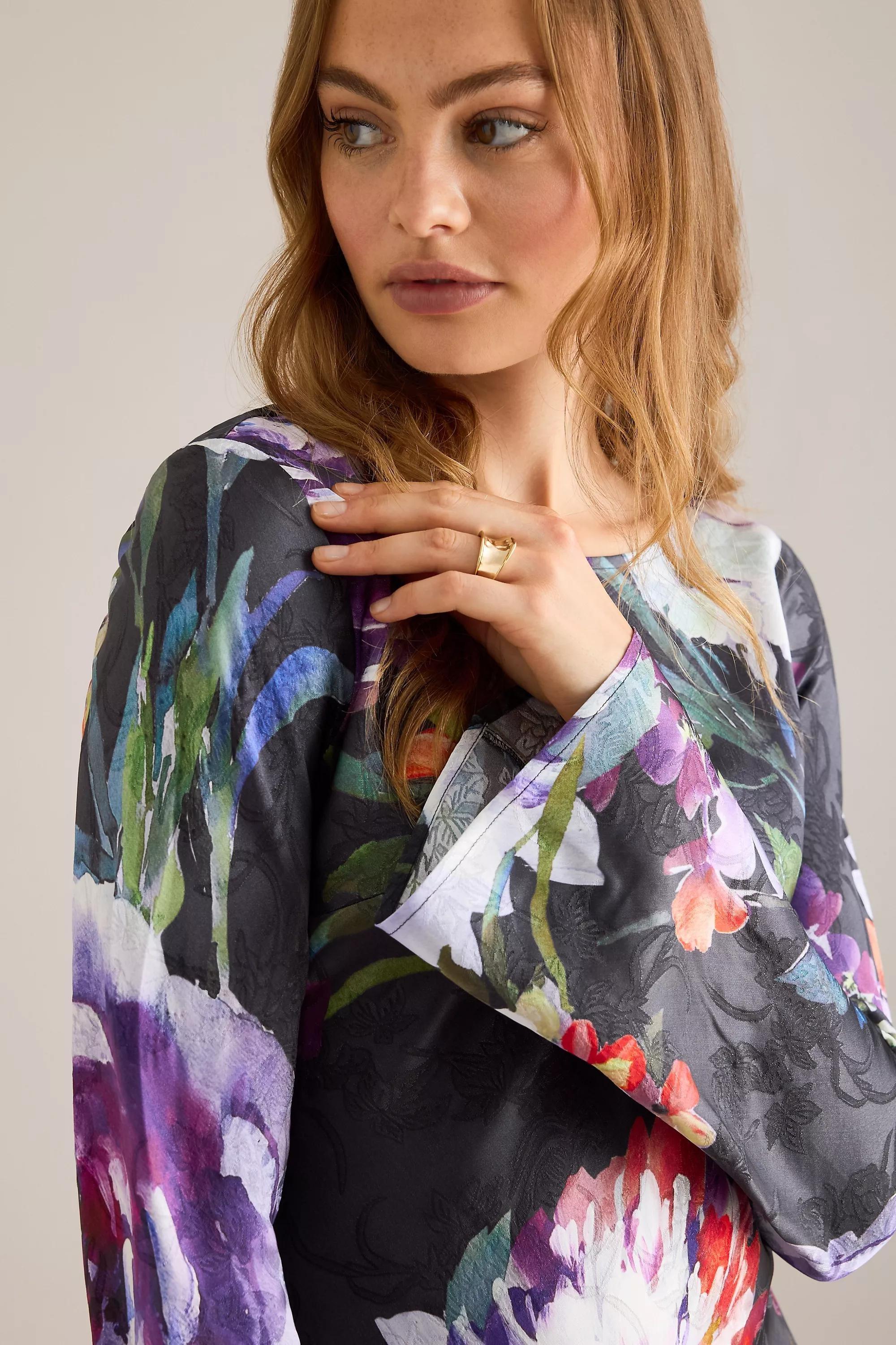 Kachel Becky Floral Long-Sleeve Maxi Dress, Black, , large image number 2